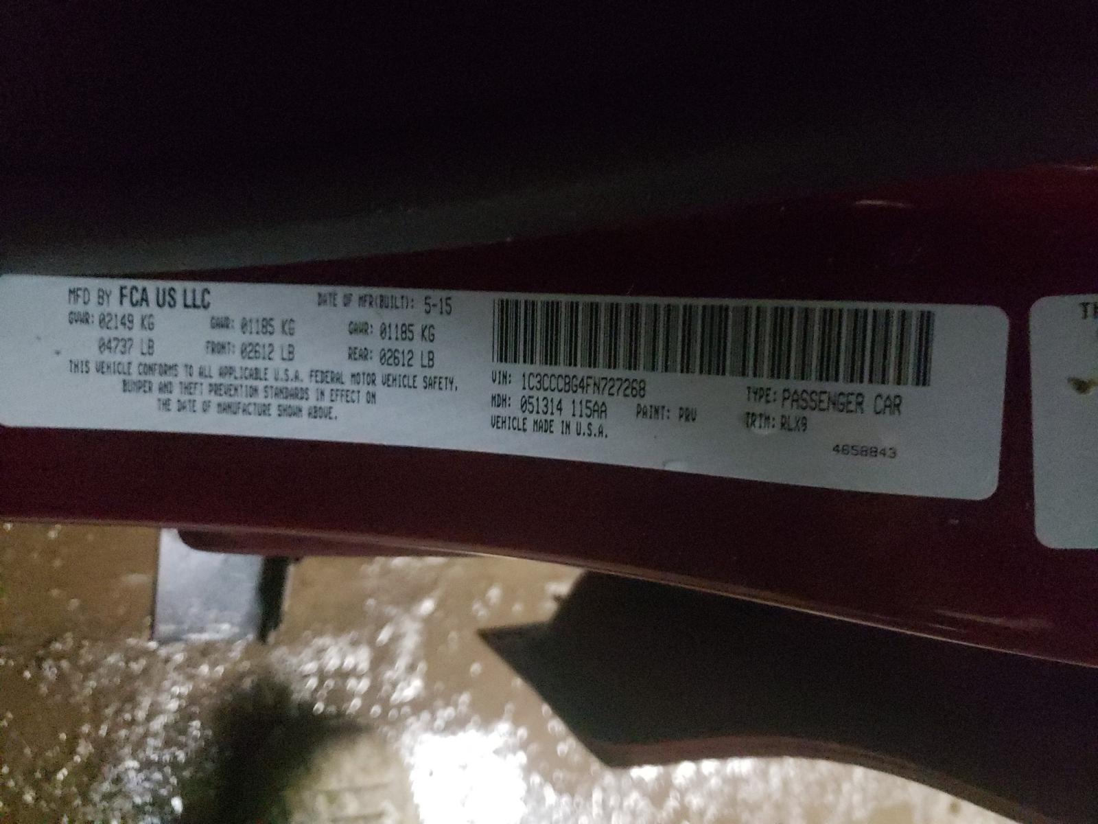 Photo 10 from auction – 2015 CHRYSLER 200 S with VIN 1C3CCCBG4FN727268