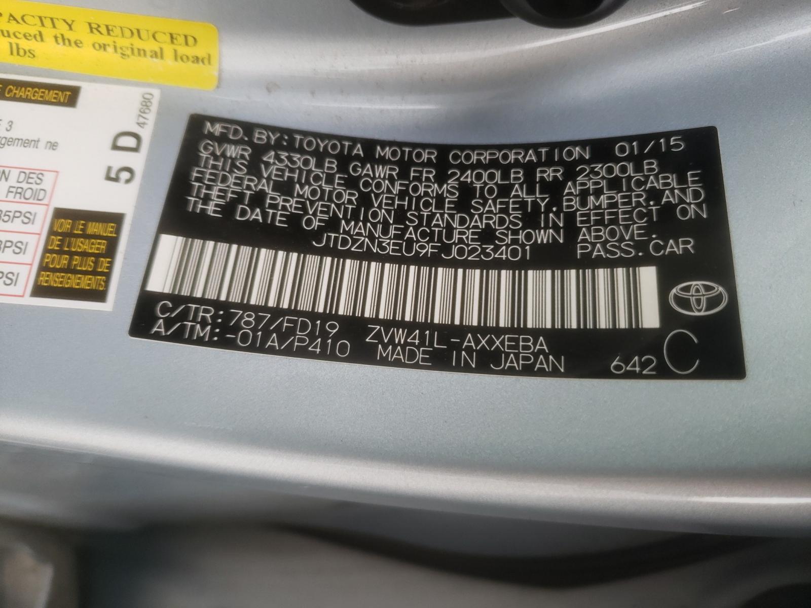 Photo 10 from auction – 2015 TOYOTA PRIUS V with VIN JTDZN3EU9FJ023408