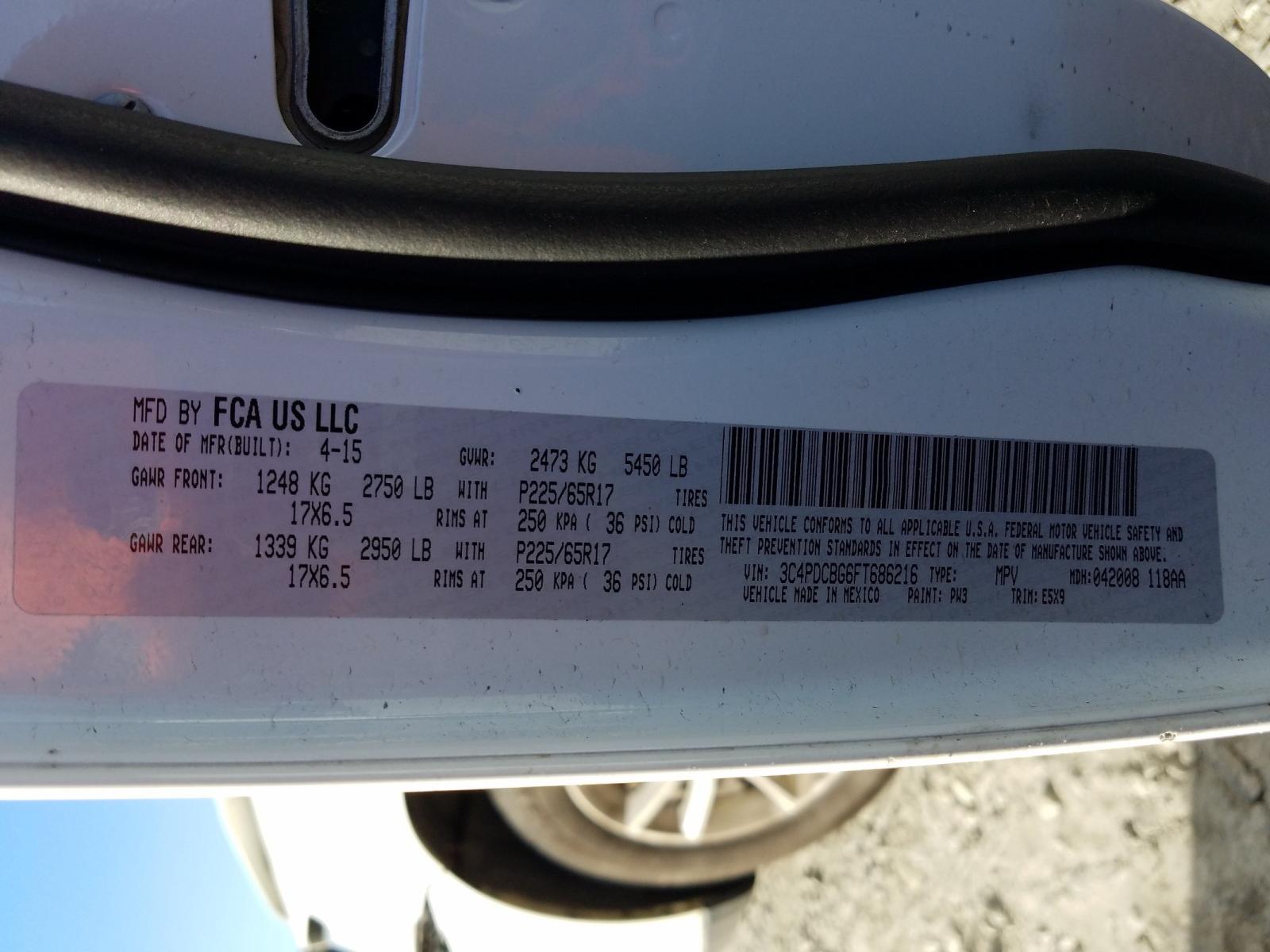 Photo 10 from auction – 2015 DODGE JOURNEY SX with VIN 3C4PDCBG6FT686216