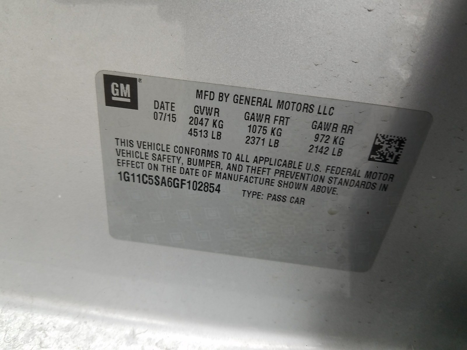 Photo 10 from auction – 2016 CHEVROLET MALIBU LIM with VIN 1G11C5SA6GF102854