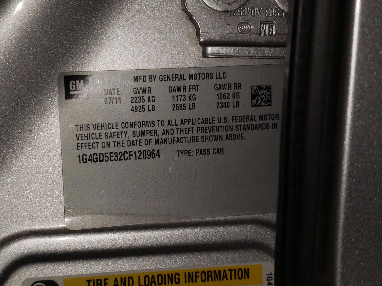 Photo 10 from auction – 2012 BUICK LACROSSE P with VIN 1G4GD5E32CF120964
