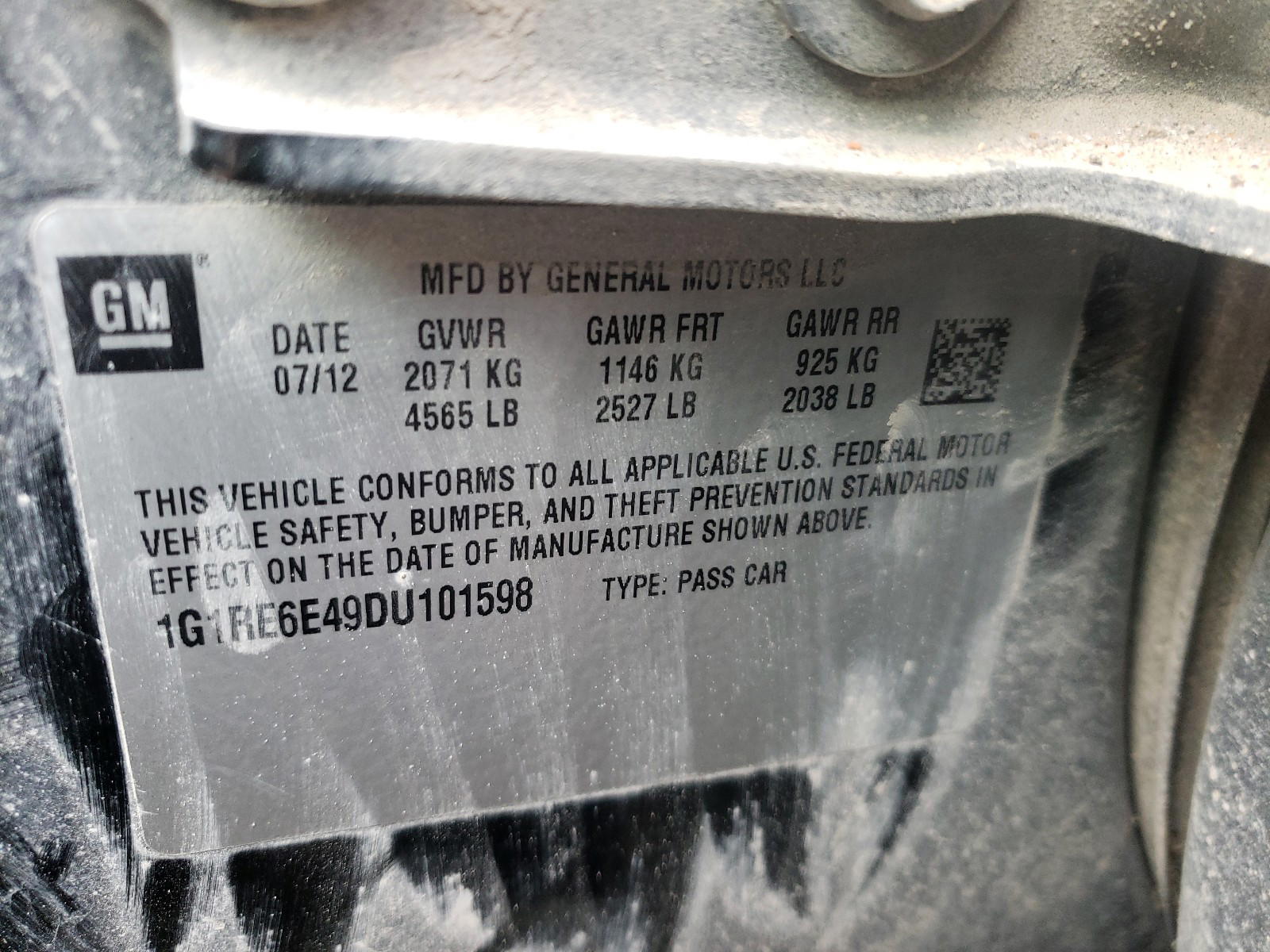 Photo 10 from auction – 2013 CHEVROLET VOLT with VIN 1G1RE6E49DU101598