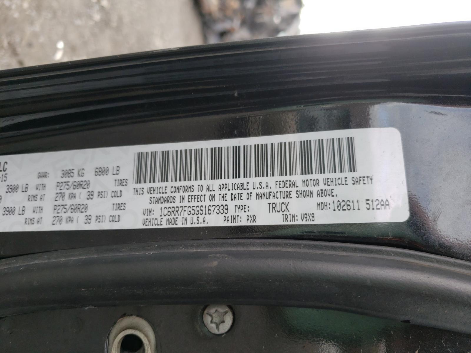 Photo 10 from auction – 2016 RAM 1500 ST with VIN 1C6RR7FG5GS167339