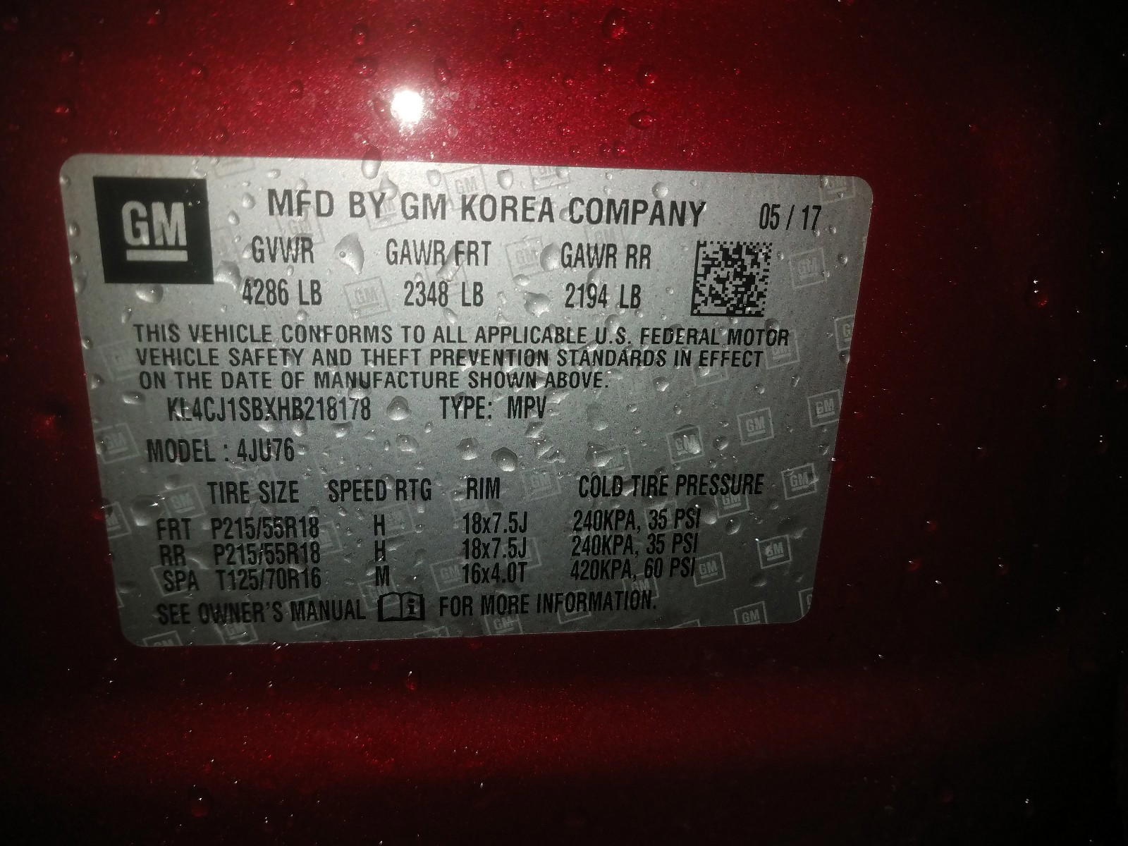 Photo 10 from auction – 2017 BUICK ENCORE SPO with VIN KL4CJ1SBXHB218178