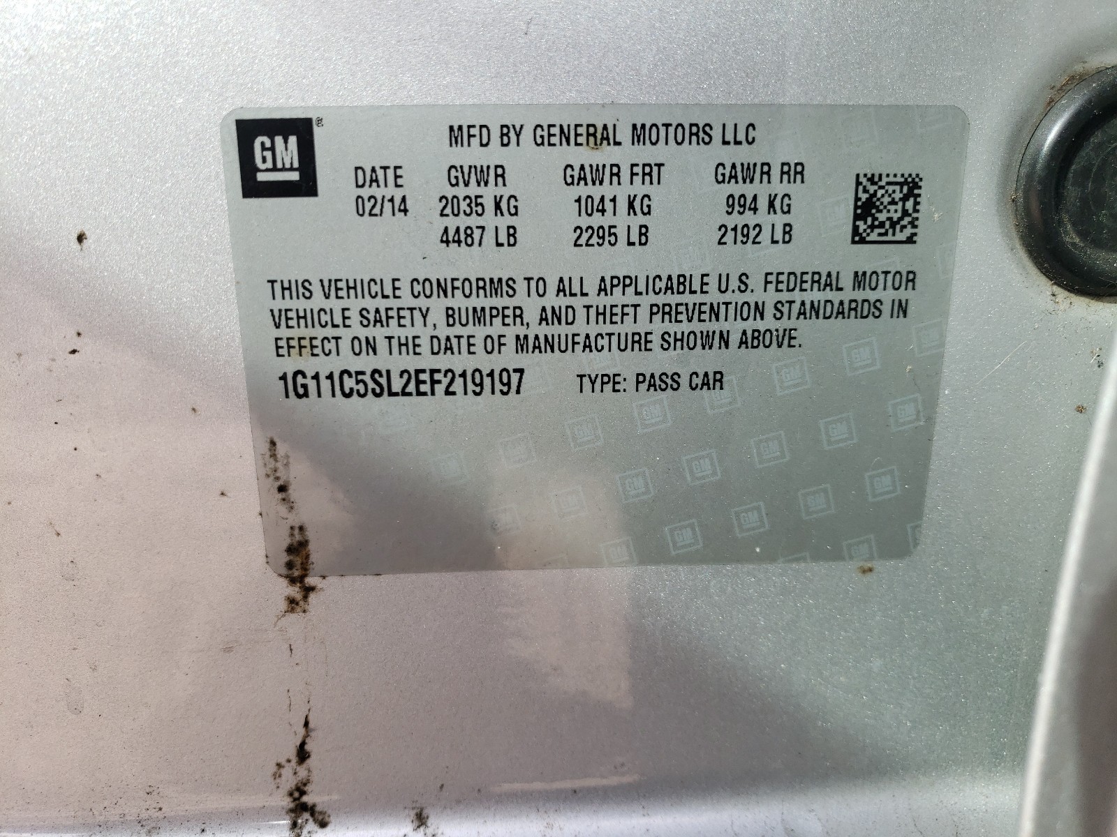 Photo 10 from auction – 2014 CHEVROLET MALIBU 1LT with VIN 1G11C5SL2EF219197