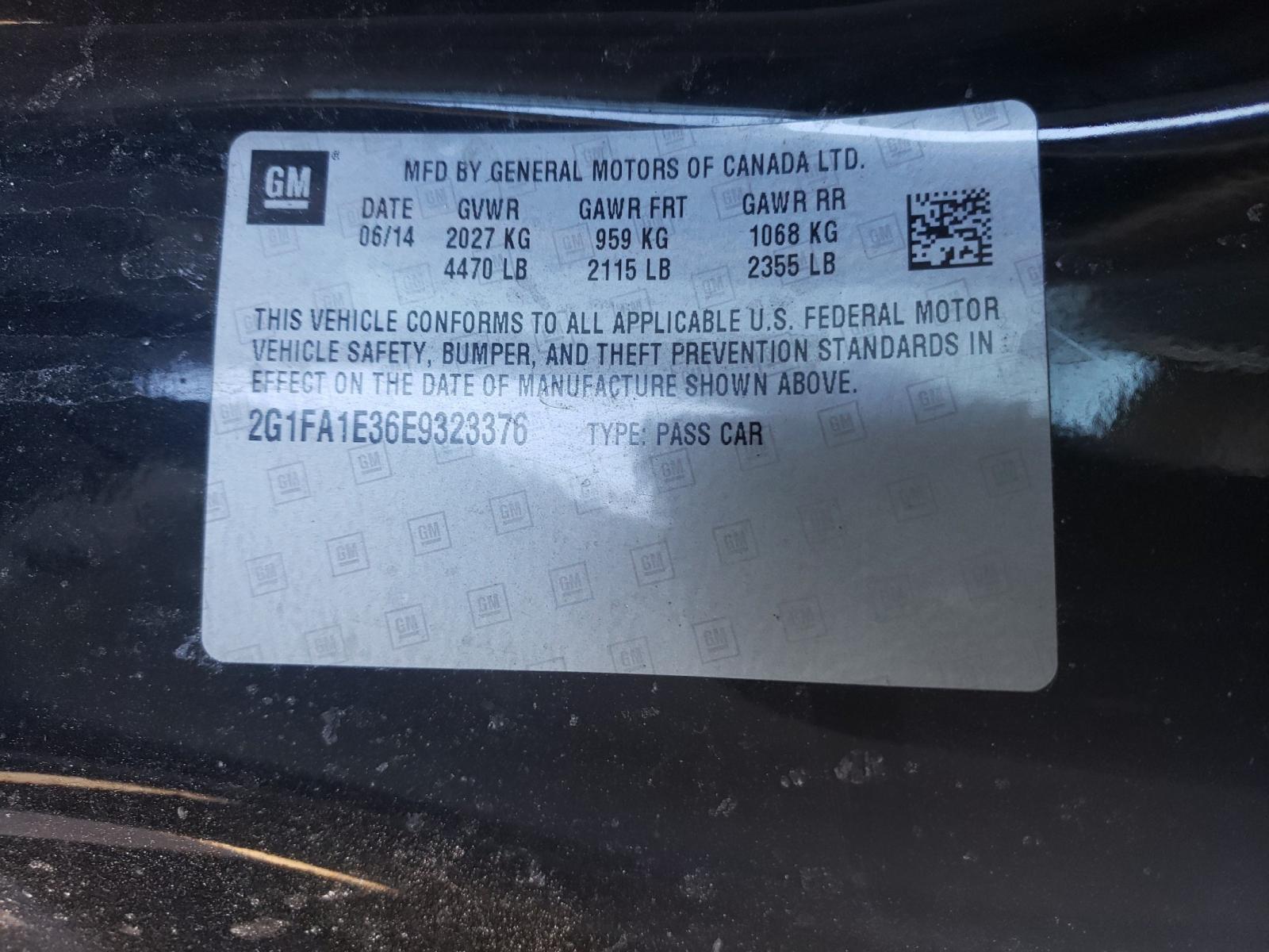 Photo 10 from auction – 2014 CHEVROLET CAMARO LS with VIN 2G1FA1E36E9323376
