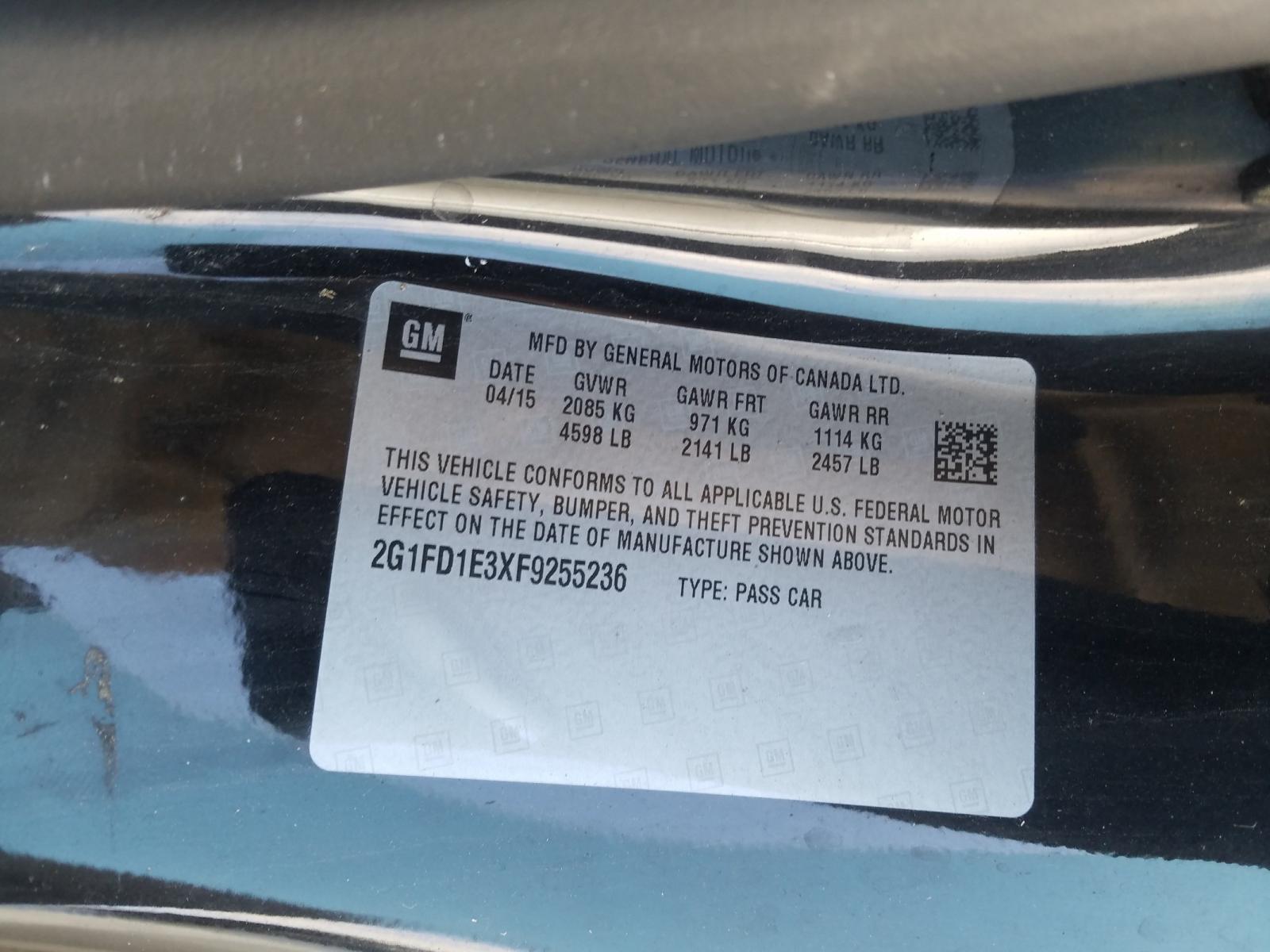 Photo 10 from auction – 2015 CHEVROLET CAMARO LT with VIN 2G1FD1E3XF9255236