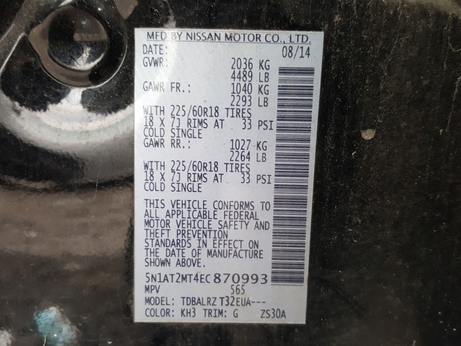 Zdjęcie 10 z aukcji – 2014 NISSAN ROGUE z VIN 5N1AT2MT4EC870993