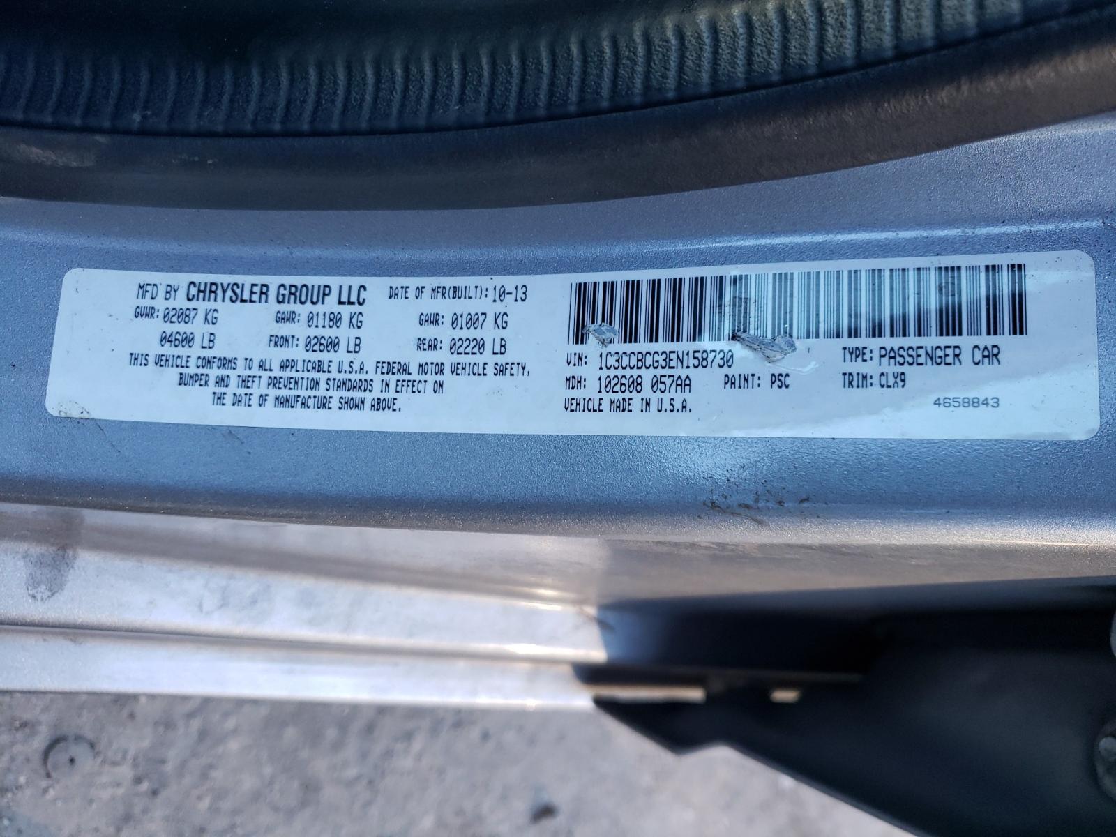 Photo 10 from auction – 2014 CHRYSLER 200 LIMITE with VIN 1C3CCBCG3EN158730
