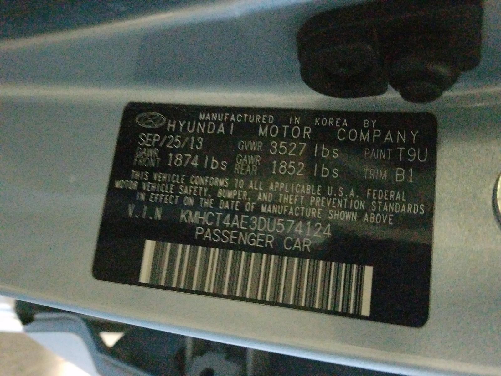 Photo 10 from auction – 2013 HYUNDAI ACCENT GLS with VIN KMHCT4AE3DU574124