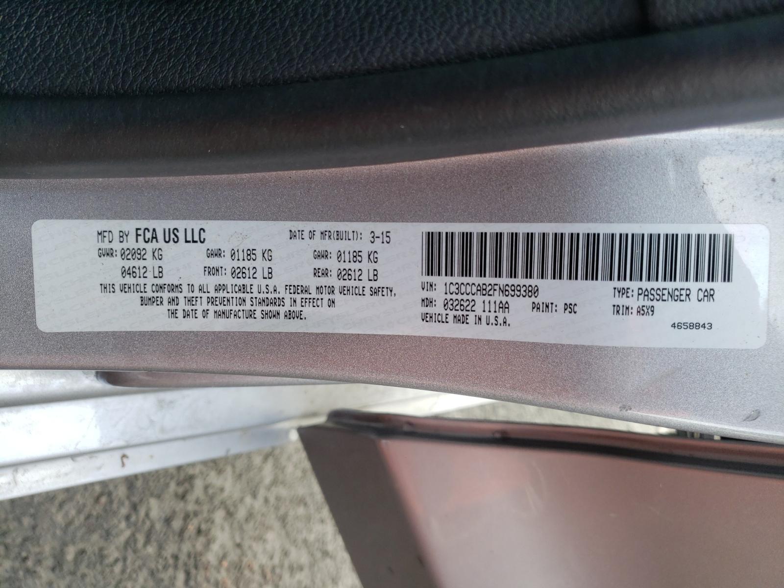 Photo 10 from auction – 2015 CHRYSLER 200 LIMITE with VIN 1C3CCCAB2FN699380