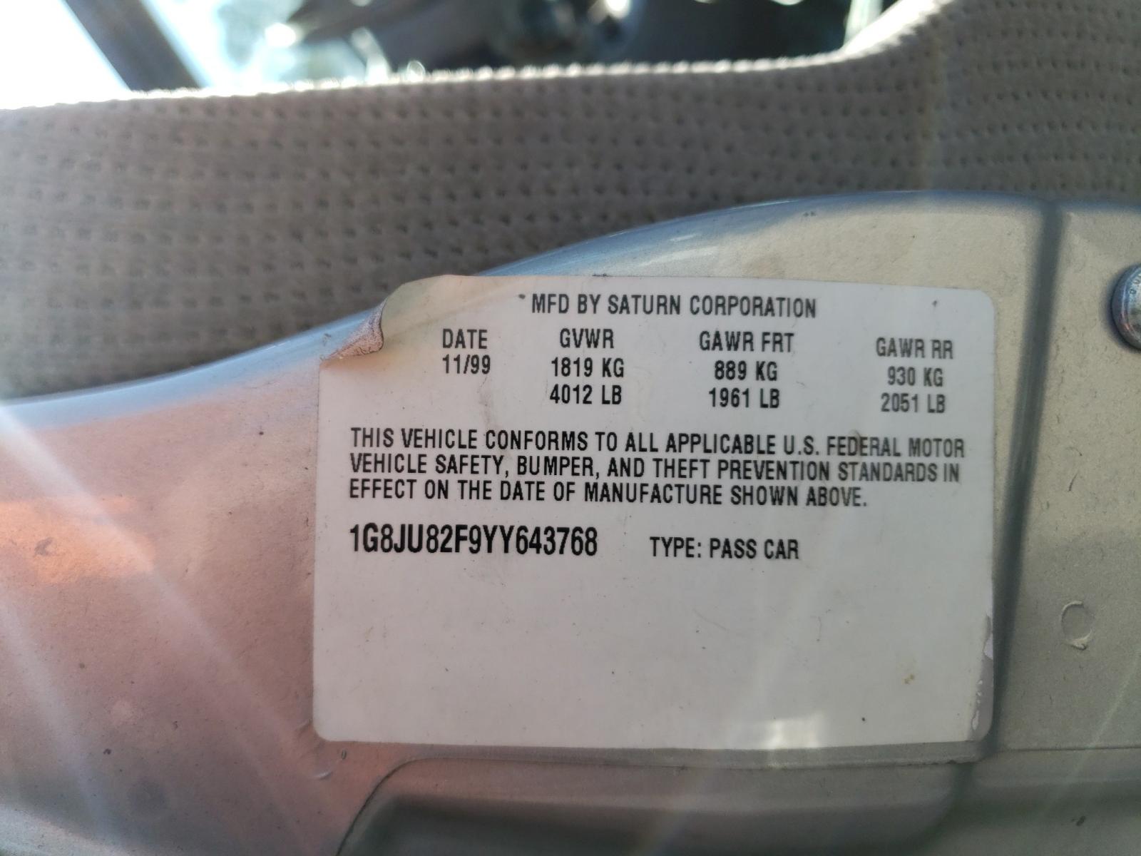 Photo 10 from auction – 2000 SATURN LW1 with VIN 1G8JU82F9YY643768