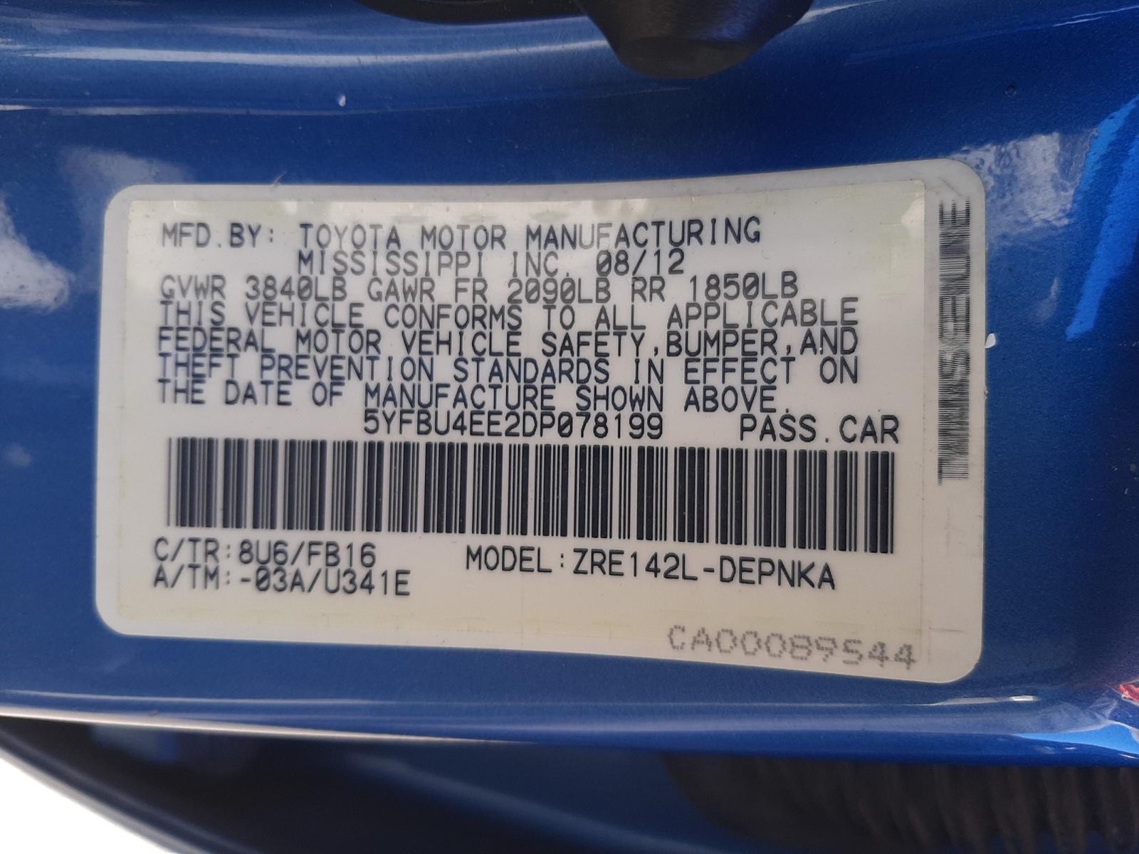 Photo 10 from auction – 2013 TOYOTA COROLLA BA with VIN 5YFBU4EE2DP078199