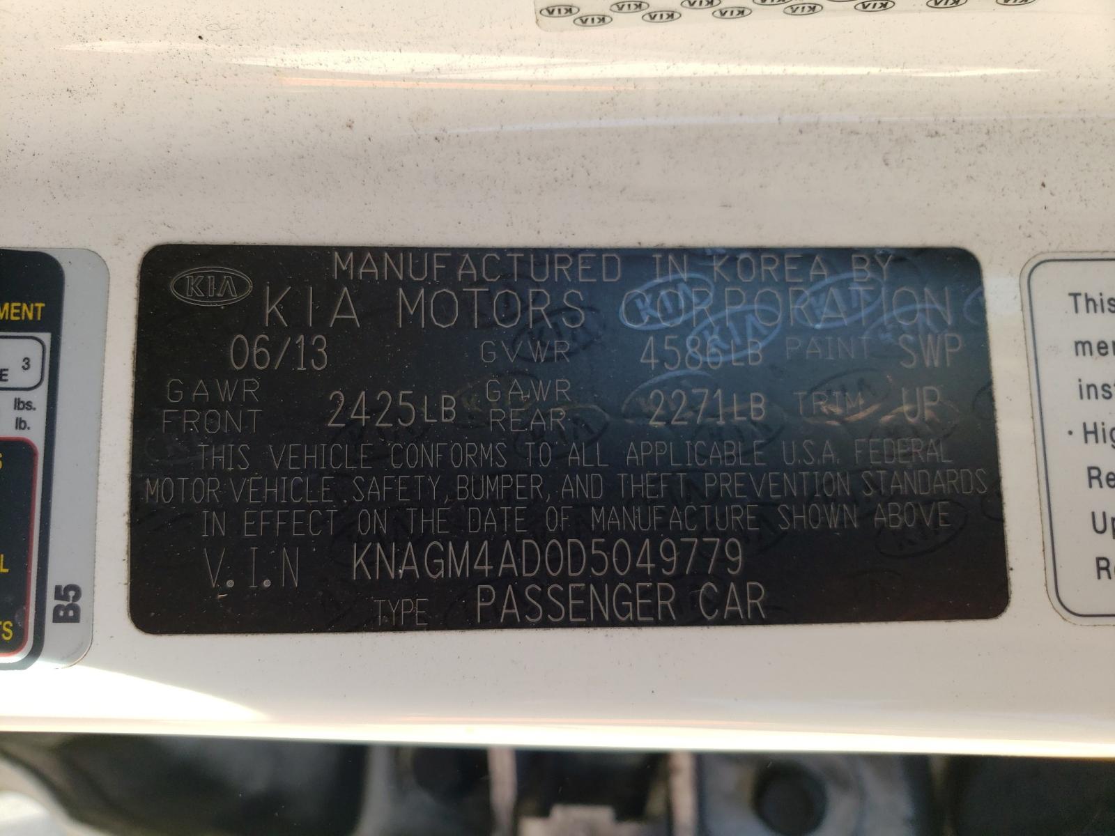 Photo 10 from auction – 2013 KIA OPTIMA HYB with VIN KNAGM4AD0D5049779