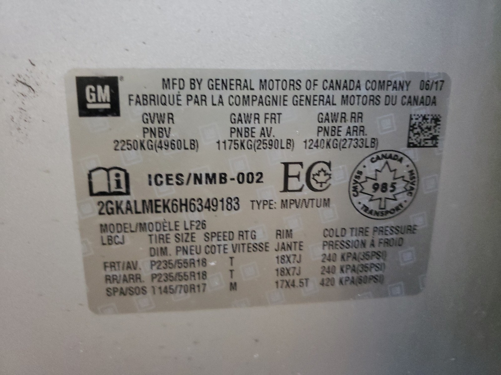 Zdjęcie 10 z aukcji – 2017 GMC TERRAIN SL z VIN 2GKALMEK6H6349183
