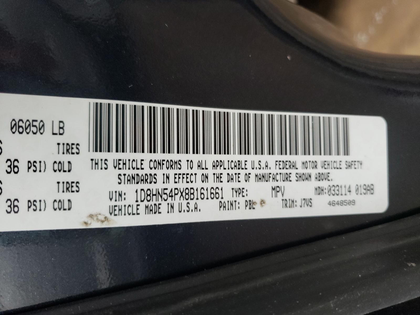 Photo 10 from auction – 2008 DODGE GRAND CARA with VIN 1D8HN54PX8B161661
