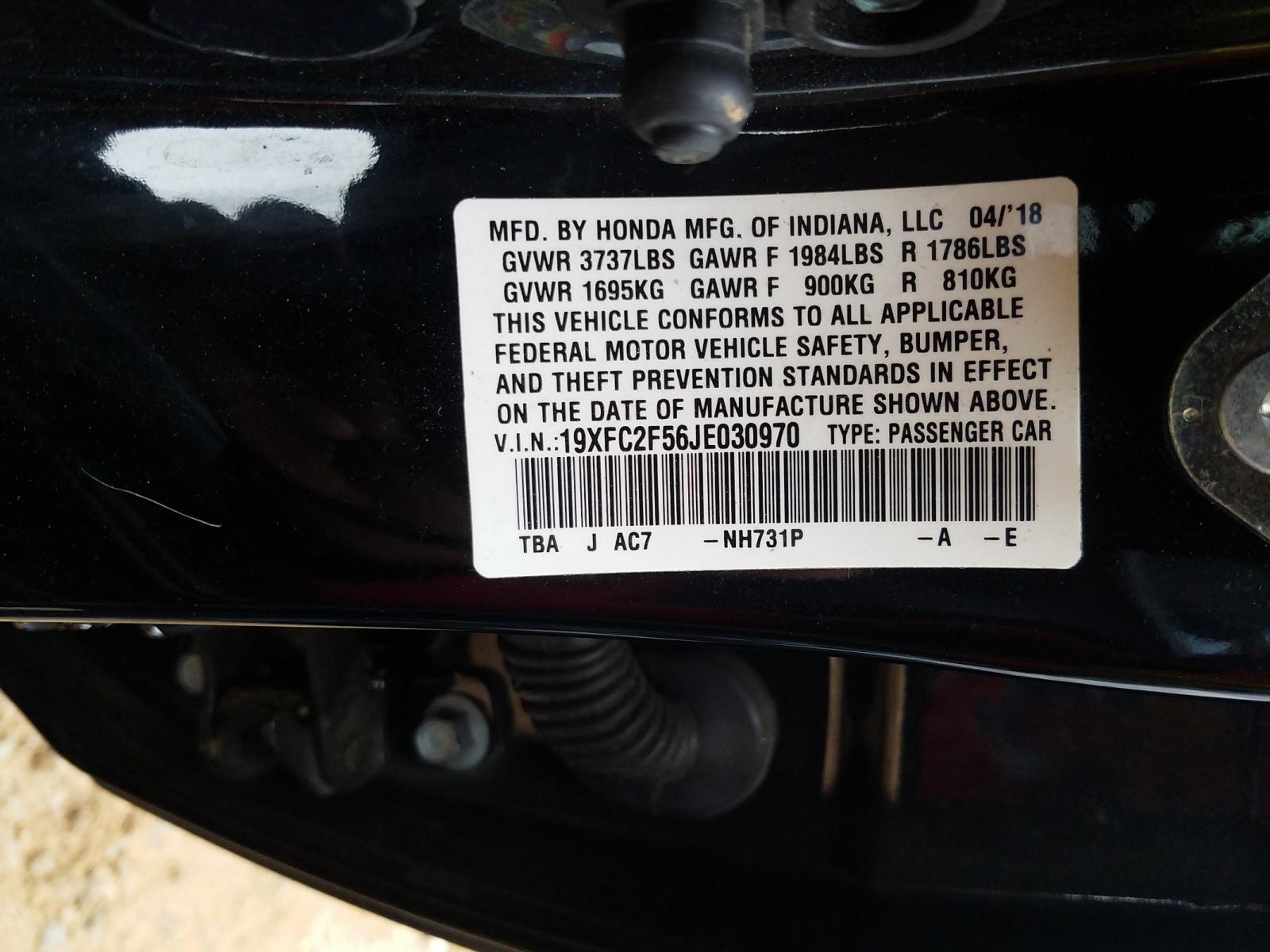 Photo 10 from auction – 2018 HONDA CIVIC LX with VIN 19XFC2F56JE030970