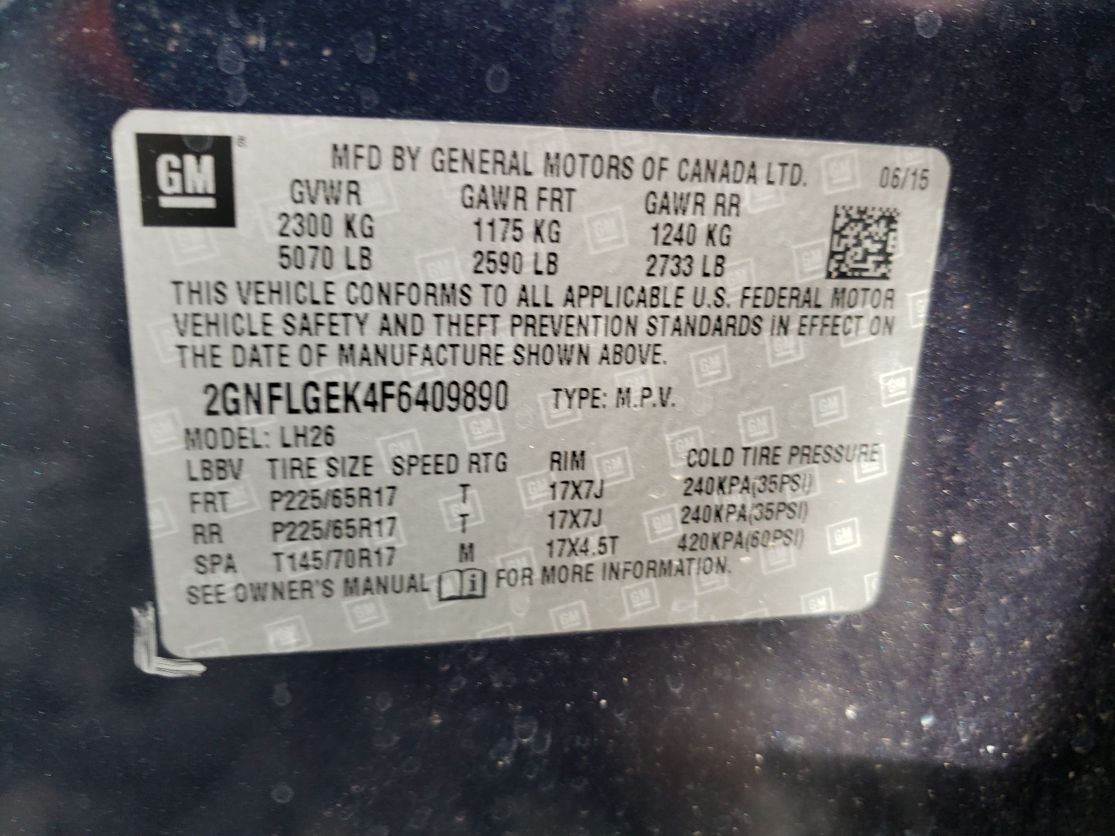Zdjęcie 10 z aukcji – 2015 CHEVROLET EQUINOX LT z VIN 2GNFLGEK4F6409890