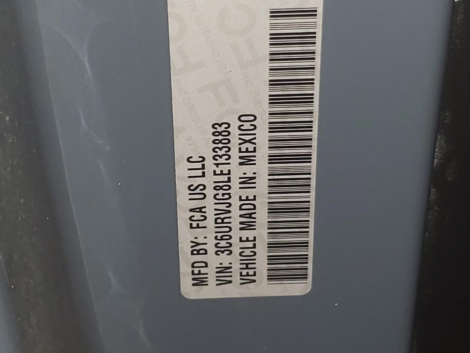 Photo 10 from auction – 2020 RAM PROMASTER with VIN 3C6URVJG8LE133883