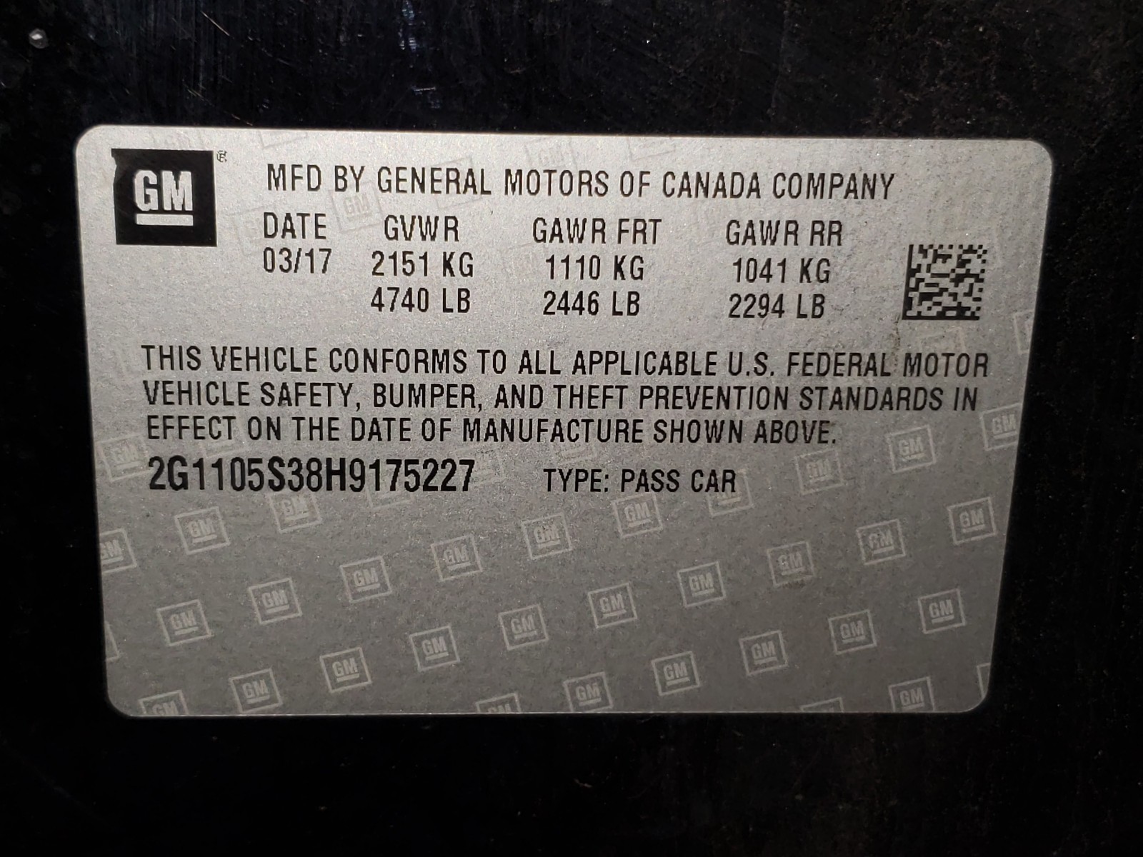 Photo 10 from auction – 2017 CHEVROLET IMPALA LT with VIN 2G1105S38H9175227