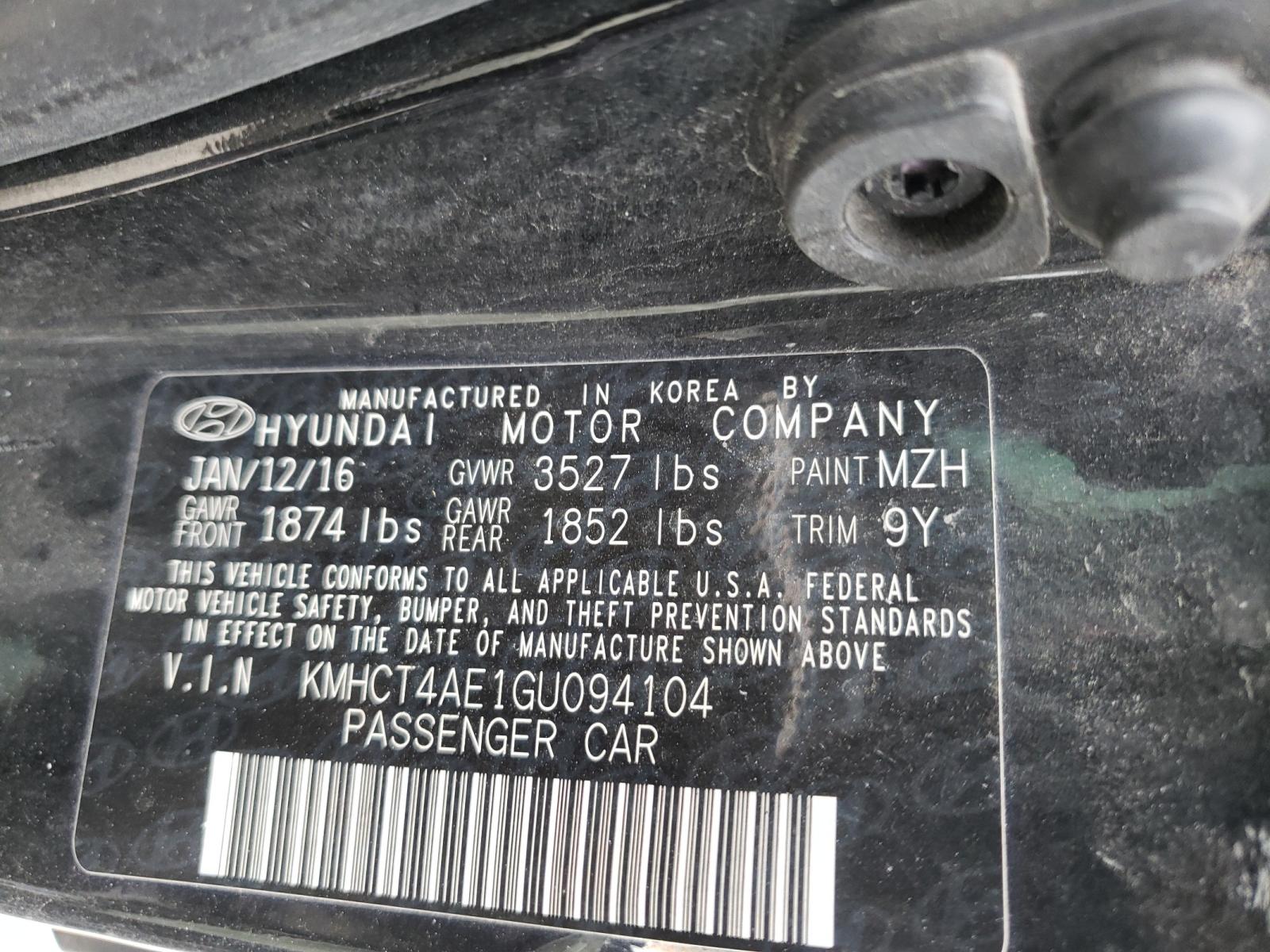 Photo 10 from auction – 2016 HYUNDAI ACCENT SE with VIN KMHCT4AE1GU094104