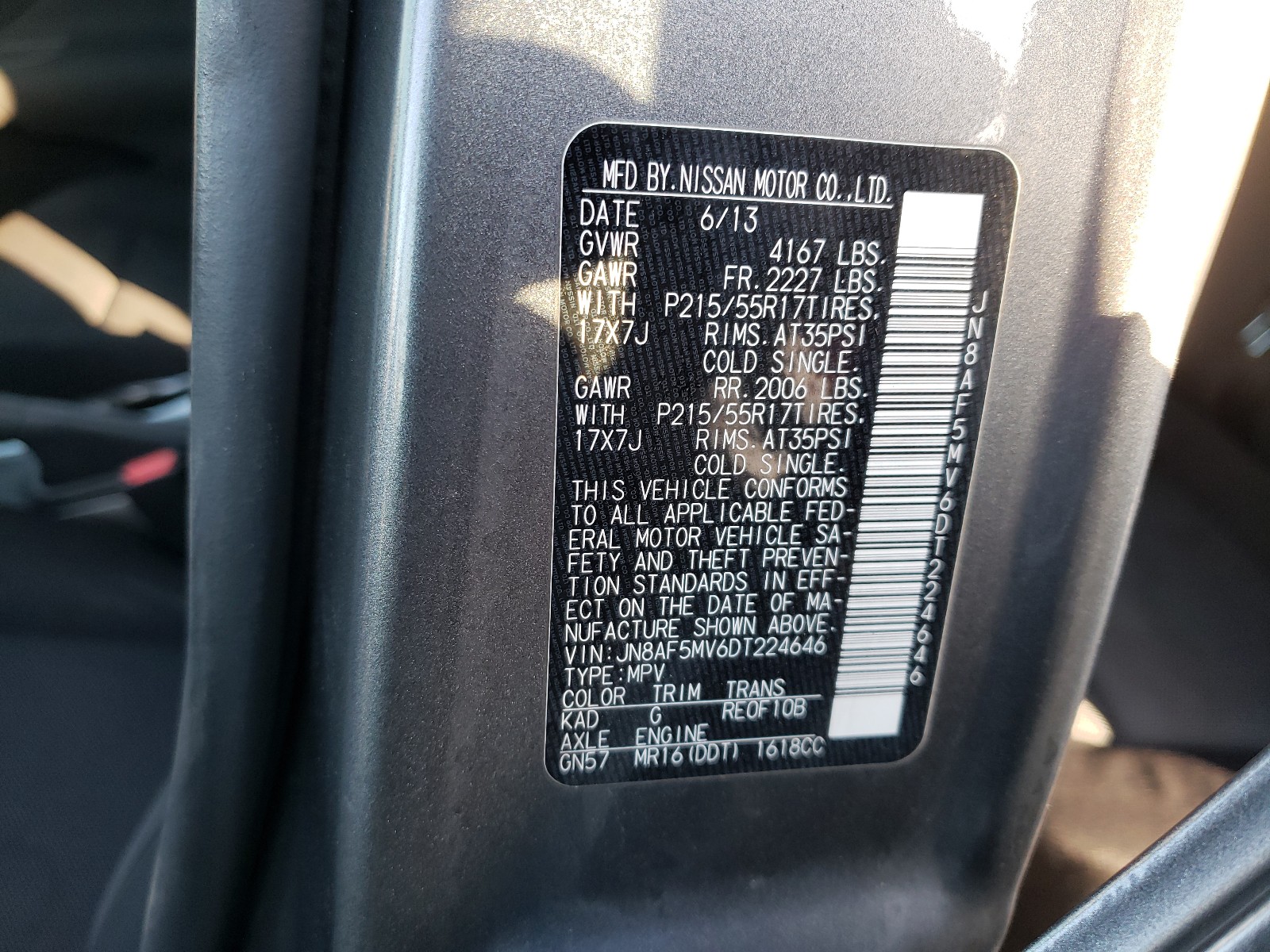 Photo 20 from auction – 2013 NISSAN JUKE S with VIN JN8AF5MV6DT224646