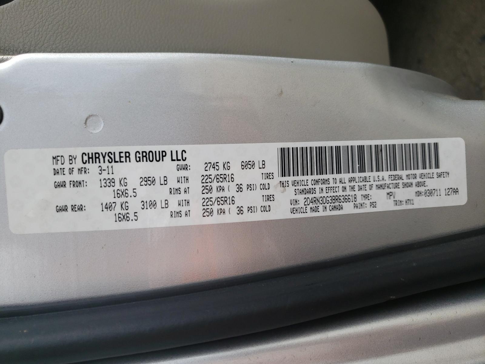 Photo 10 from auction – 2011 DODGE GRAND CARA with VIN 2D4RN3DG3BR636618
