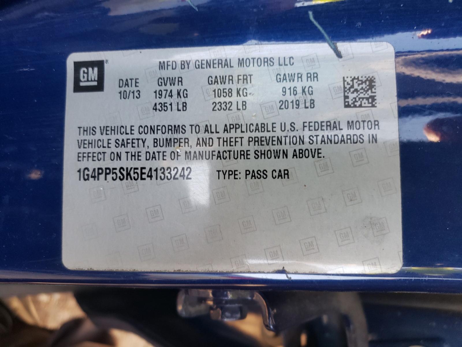 Photo 10 from auction – 2014 BUICK VERANO with VIN 1G4PP5SK5E4133242