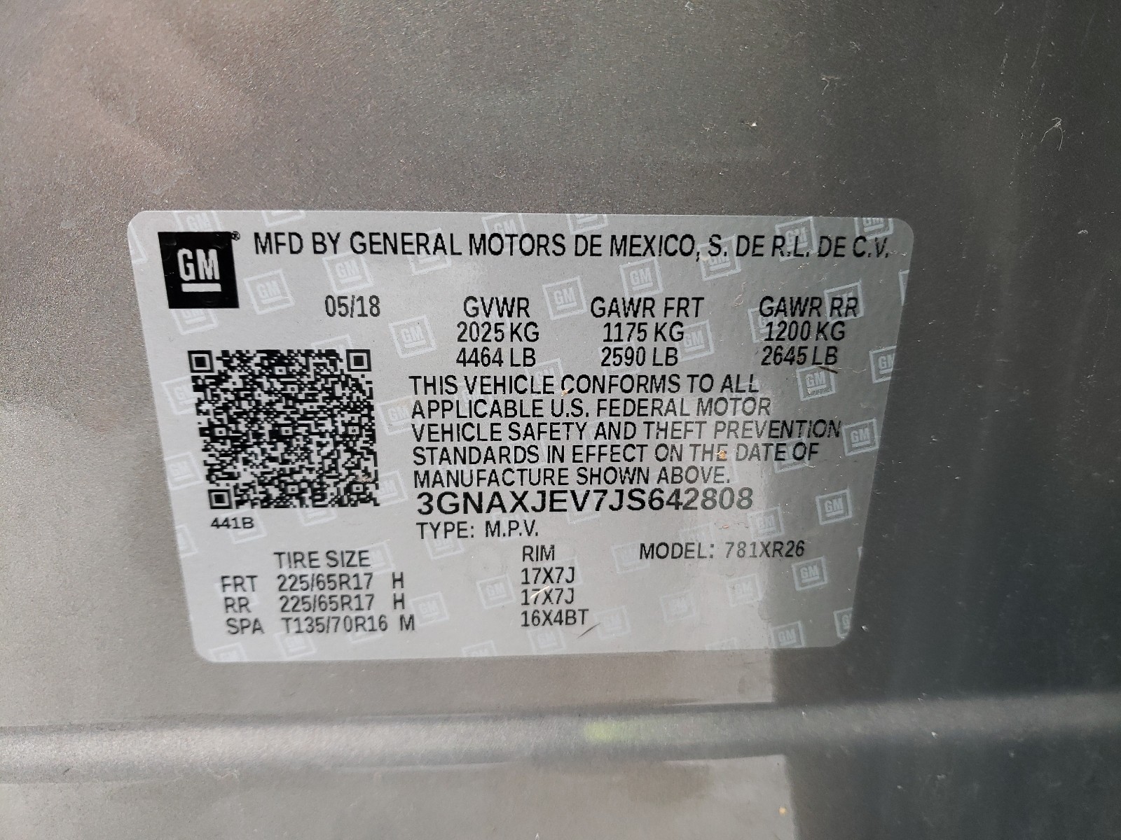 صورة رقم 10 من المزاد - 2018 CHEVROLET EQUINOX LT مع VIN 3GNAXJEV7JS642808