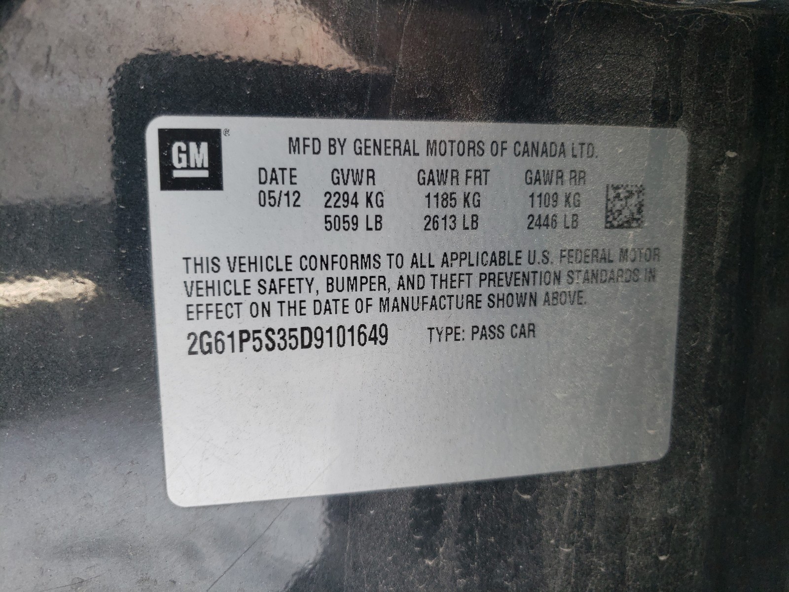 Photo 10 from auction – 2013 CADILLAC XTS LUXURY with VIN 2G61P5S35D9101649
