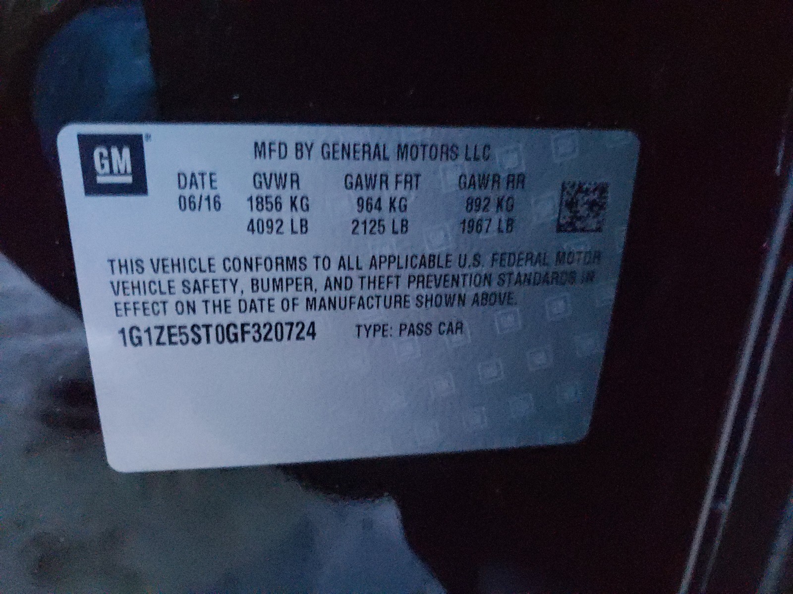 Photo 10 from auction – 2016 CHEVROLET MALIBU LT with VIN 1G1ZE5ST0GF320724