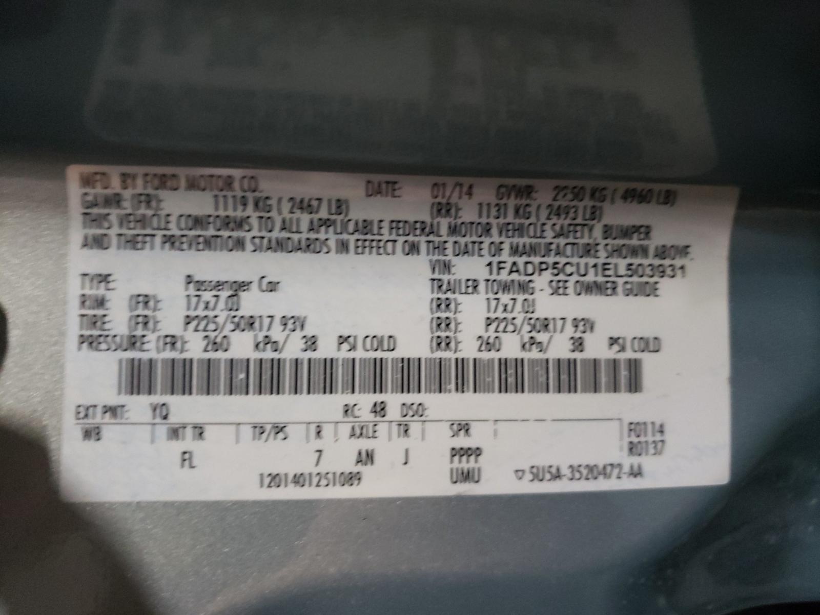 Photo 10 from auction – 2014 FORD C-MAX PREM with VIN 1FADP5CU1EL503931