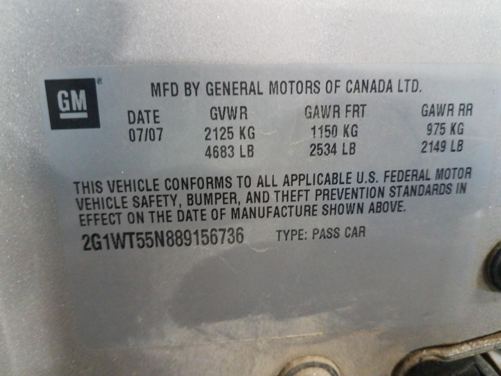 Photo 10 from auction – 2008 CHEVROLET IMPALA LT with VIN 2G1WT55N889156736