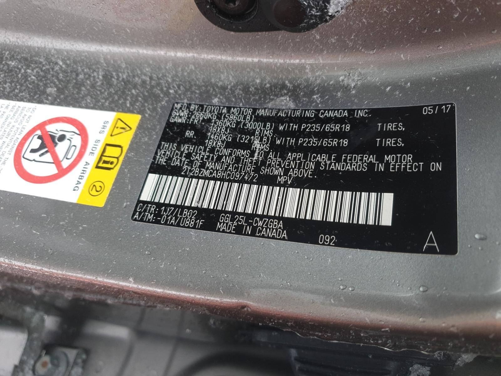 Photo 10 from auction – 2017 LEXUS RX 350 BAS with VIN 2T2BZMCA8HC097472