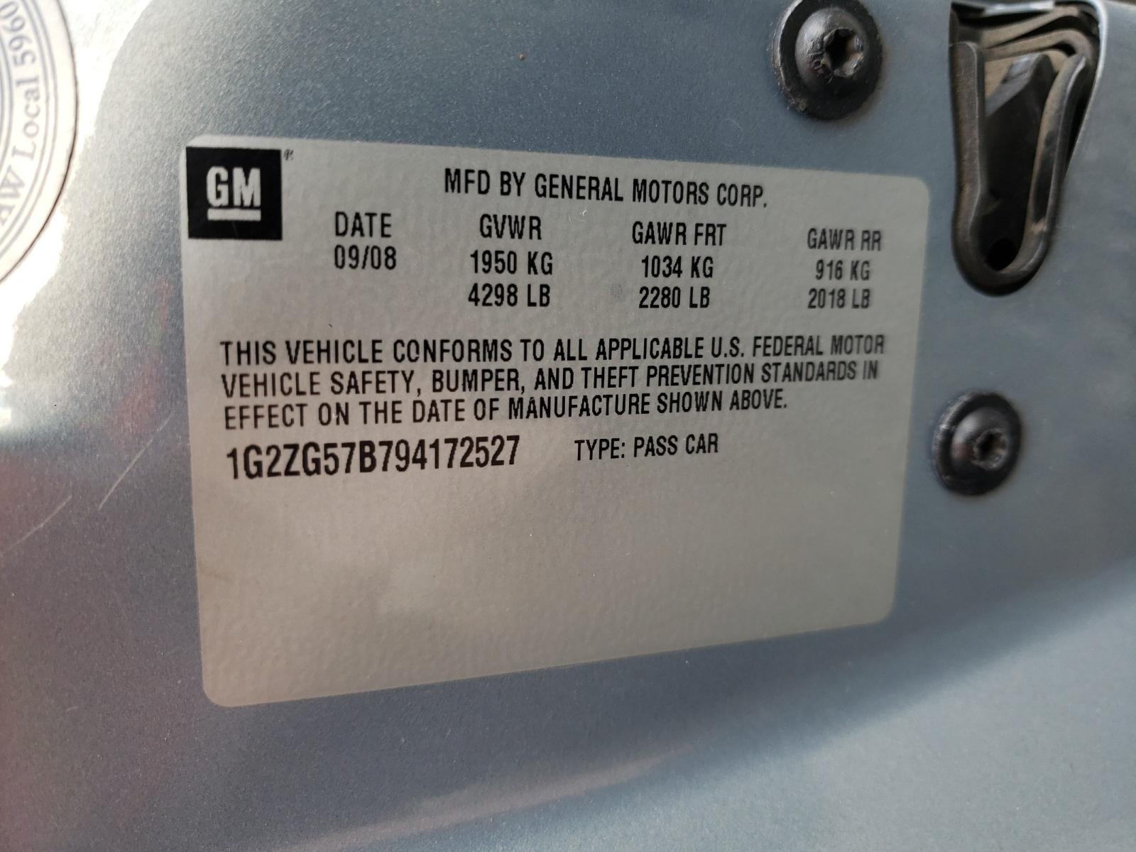 Photo 10 from auction – 2009 PONTIAC G6 with VIN 1G2ZG57B794172527