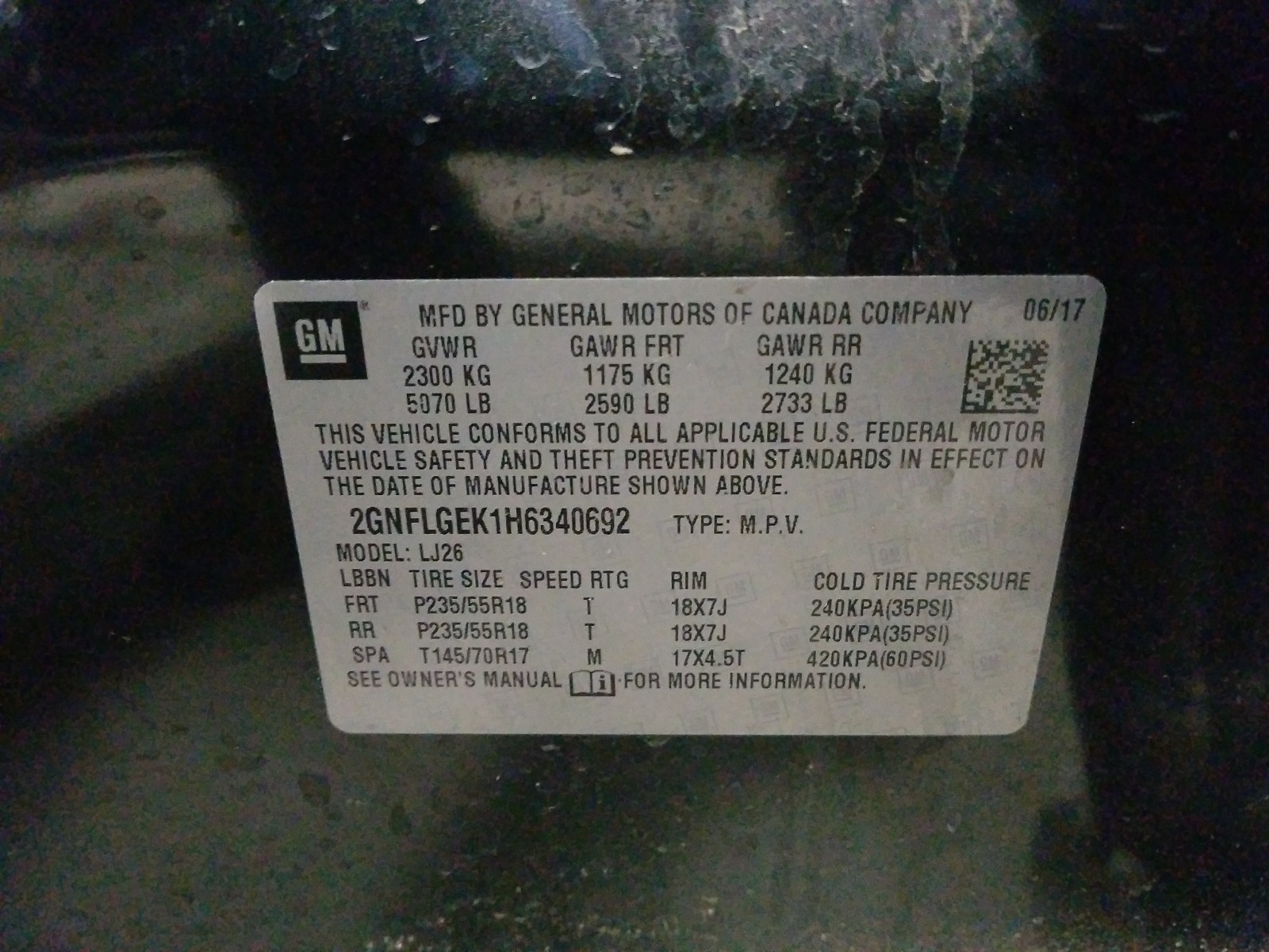 Photo 10 from auction – 2017 CHEVROLET EQUINOX PR with VIN 2GNFLGEK1H6340692