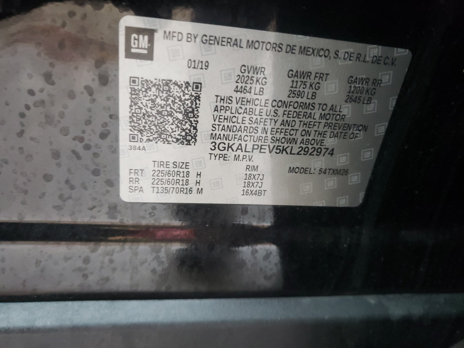 Photo 10 from auction – 2019 GMC TERRAIN SL with VIN 3GKALPEV5KL292974
