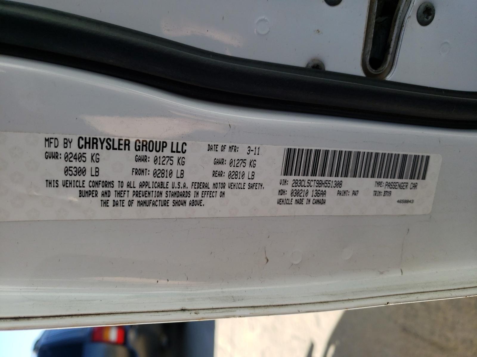 Photo 10 from auction – 2011 DODGE CHARGER R/ with VIN 2B3CL5CT9BH551308