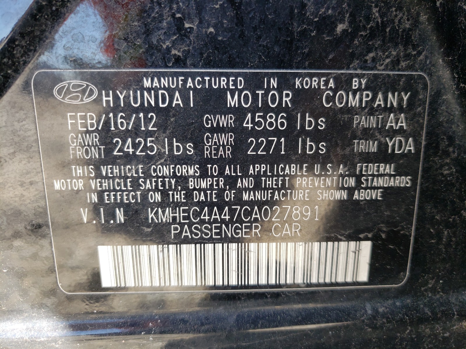 Zdjęcie 10 z aukcji – 2012 HYUNDAI SONATA HYB z VIN KMHEC4A47CA027891