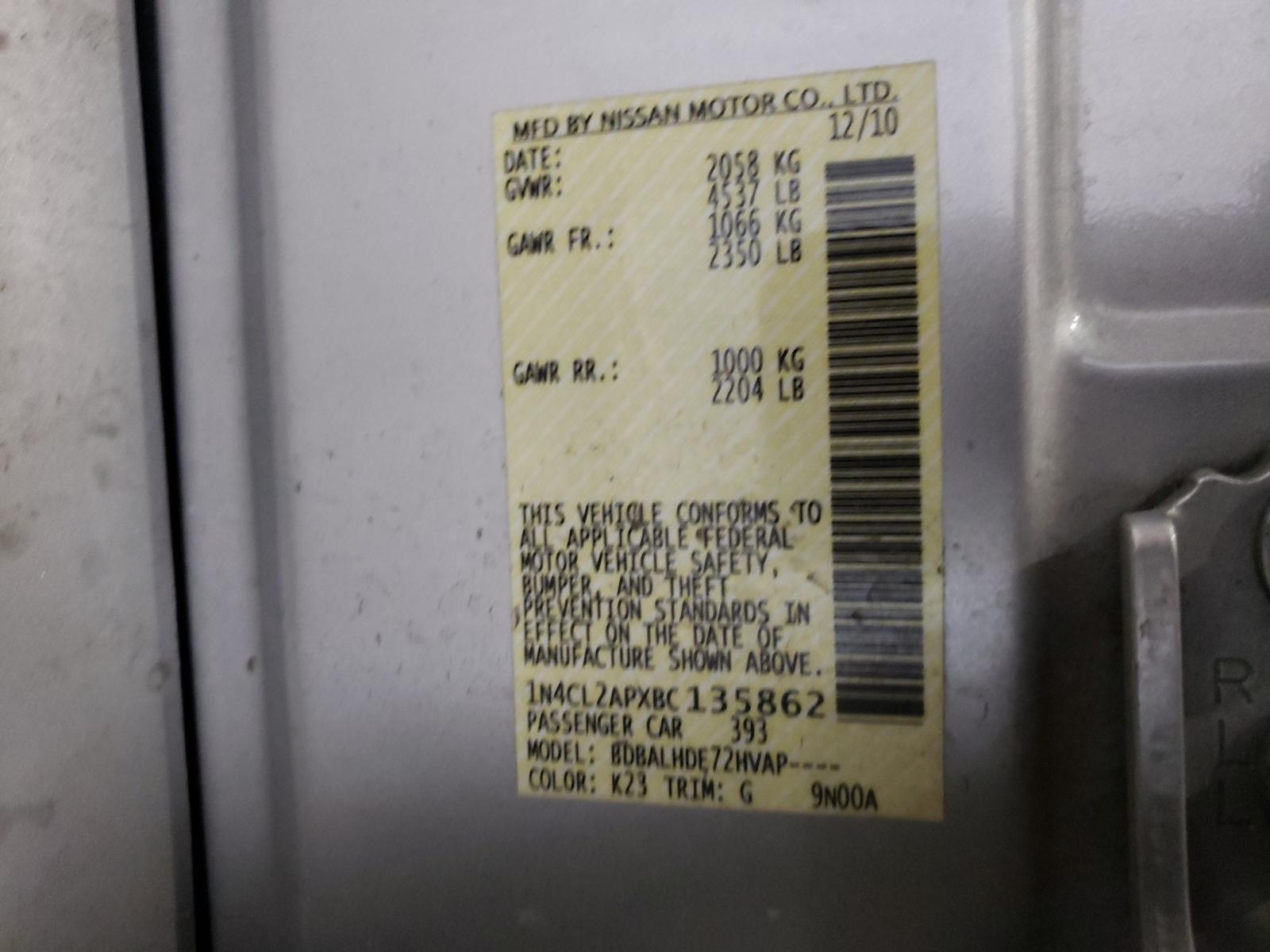 Photo 10 from auction – 2011 NISSAN ALTIMA HYB with VIN 1N4CL2APXBC135862