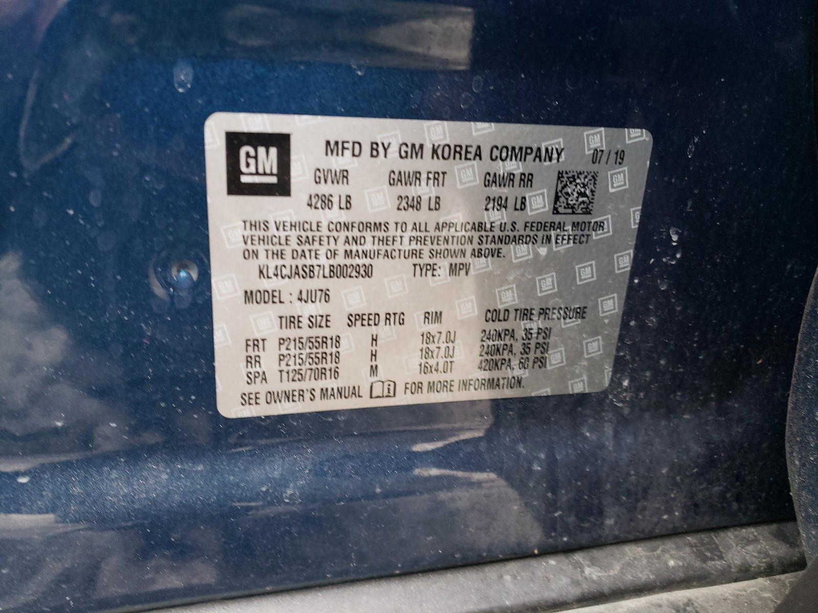 Photo 10 from auction – 2020 BUICK ENCORE PRE with VIN KL4CJASB7LB002930