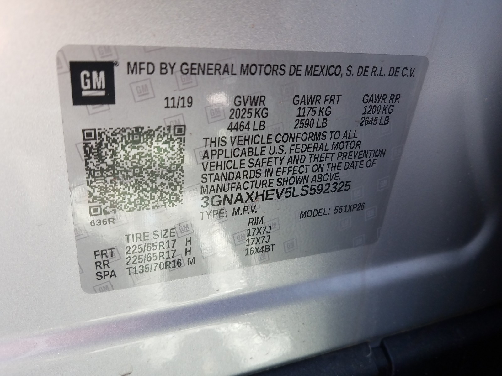 Photo 10 from auction – 2020 CHEVROLET EQUINOX LS with VIN 3GNAXHEV5LS592325