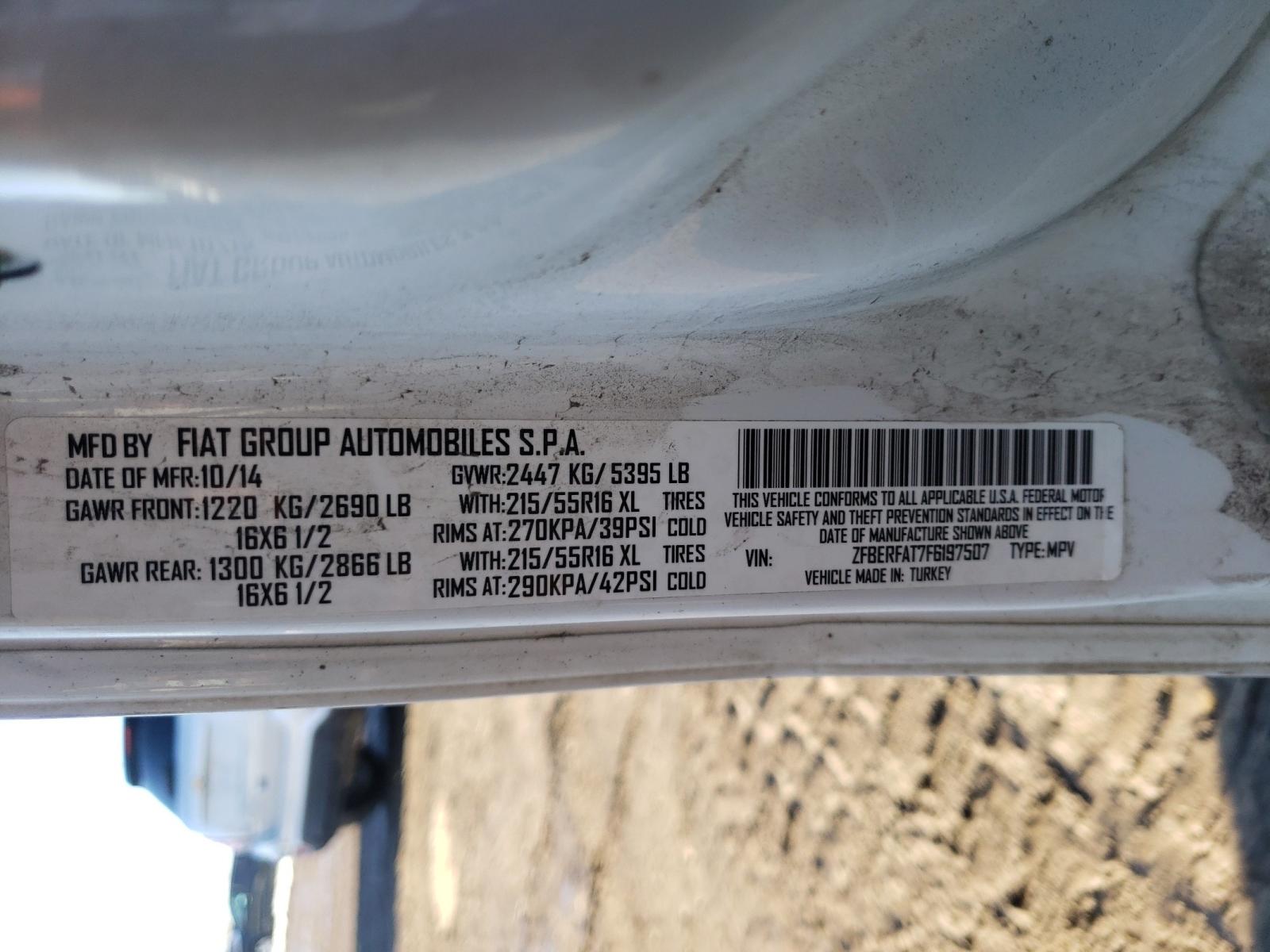 Photo 10 from auction – 2015 RAM PROMASTER with VIN ZFBERFAT7F6197507