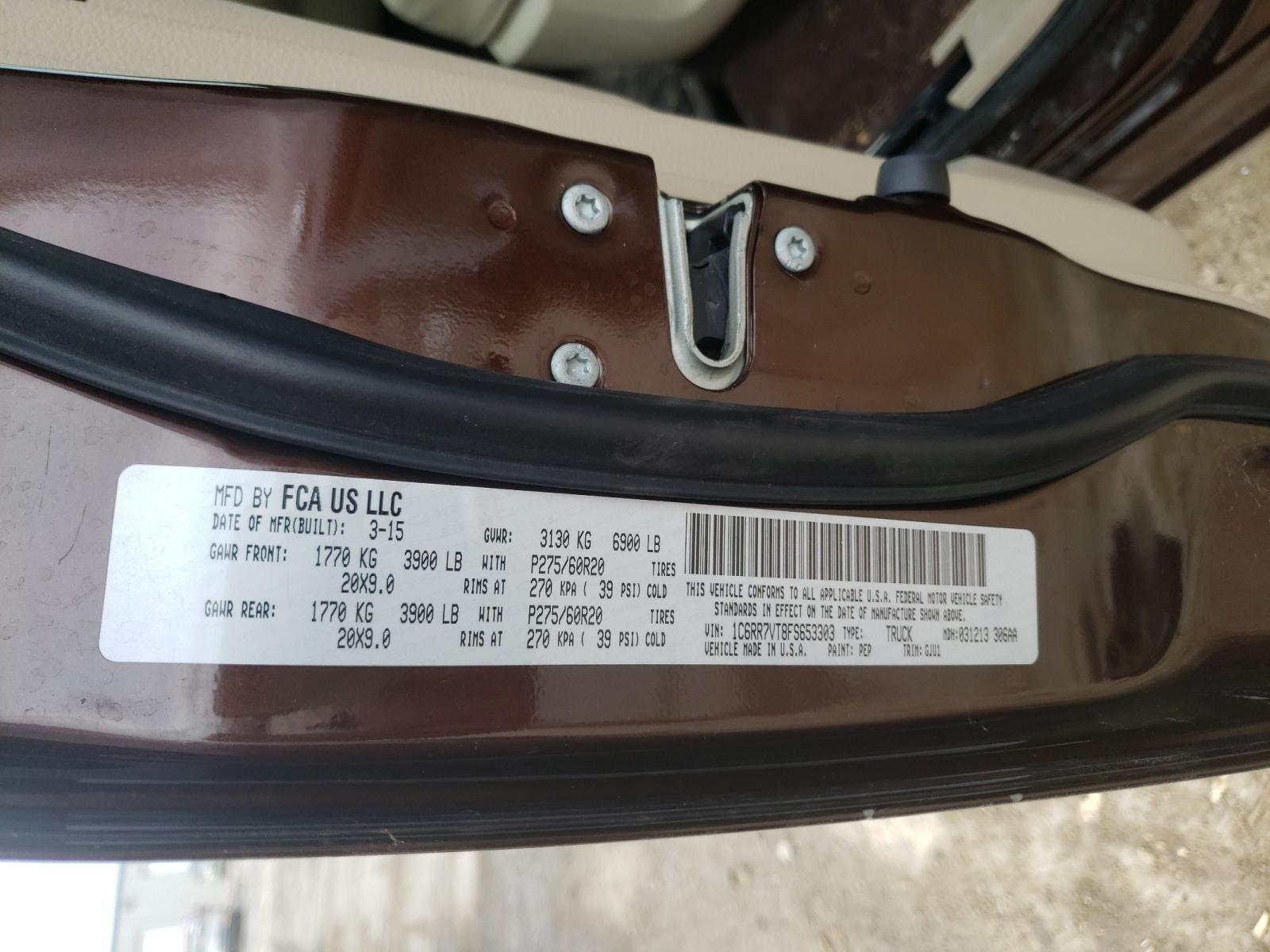 Photo 10 from auction – 2016 RAM 1500 LARAM with VIN 1C6RR7VT8FS653303