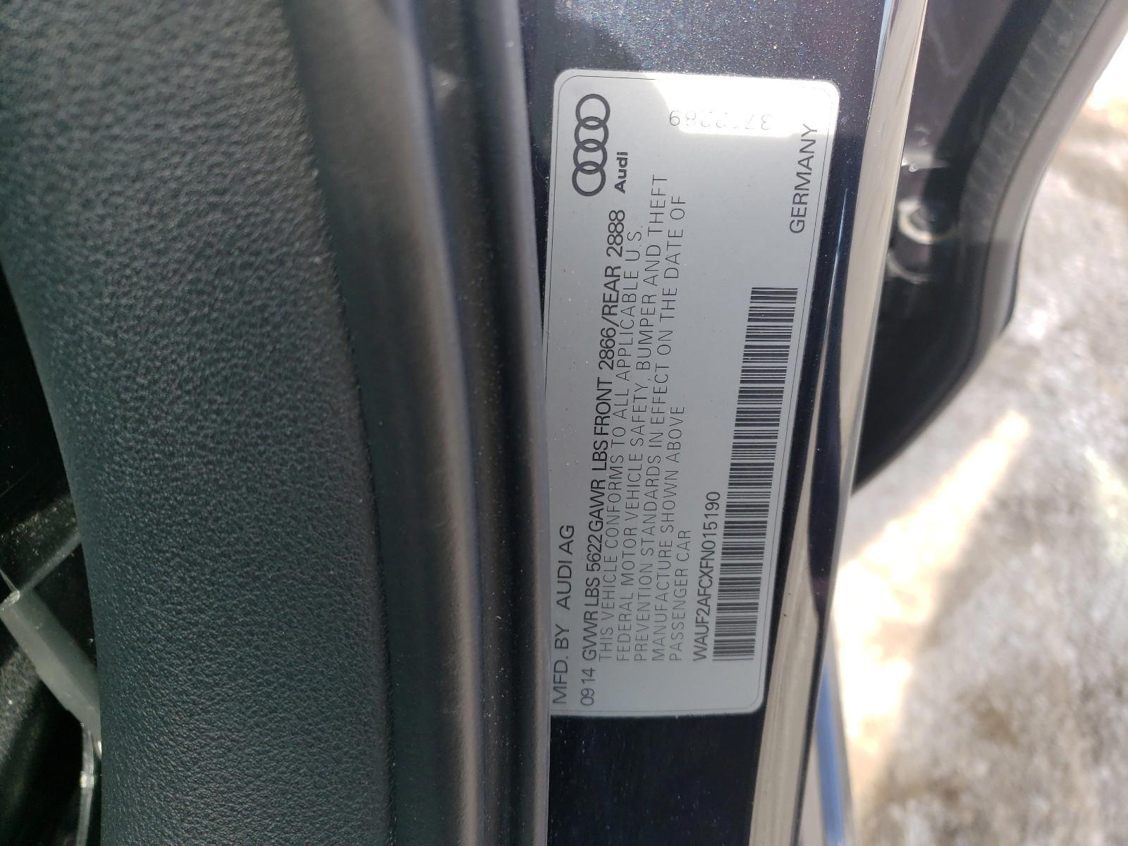 Photo 10 from auction – 2015 AUDI S6 with VIN WAUF2AFCXFN015190
