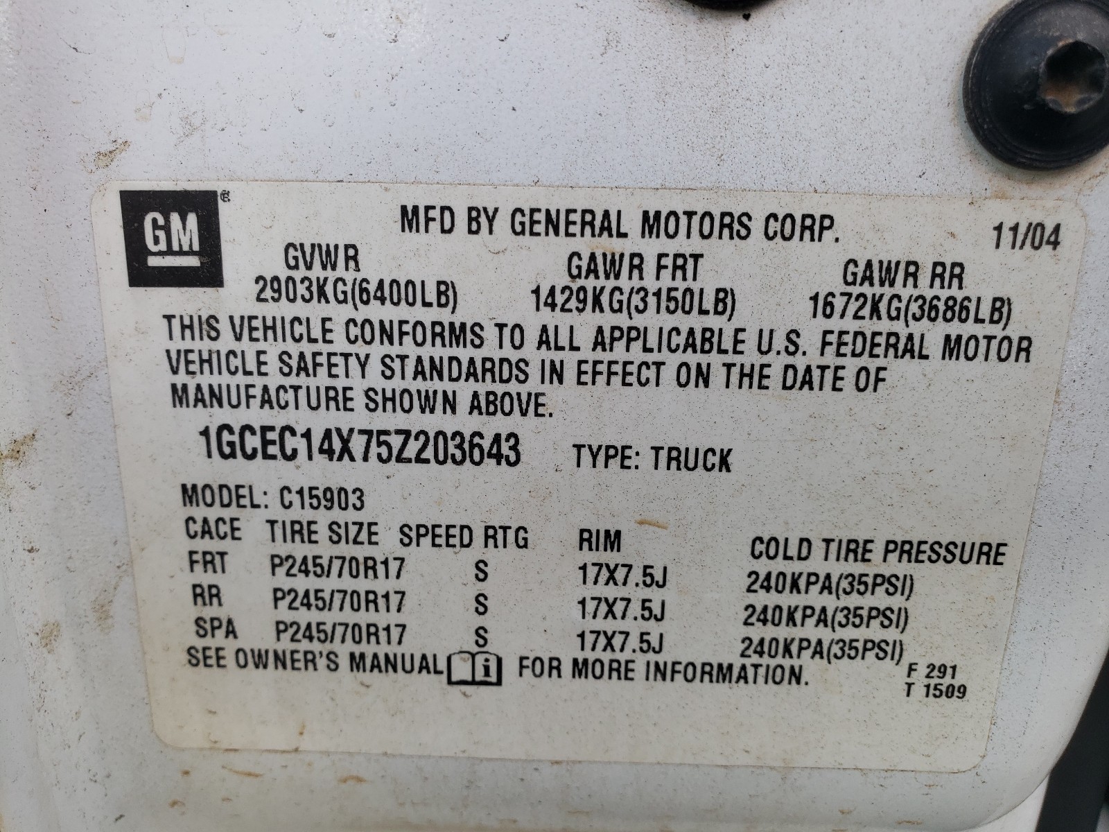 Photo 10 from auction – 2005 CHEVROLET SILVERADO with VIN 1GCEC14X75Z203643