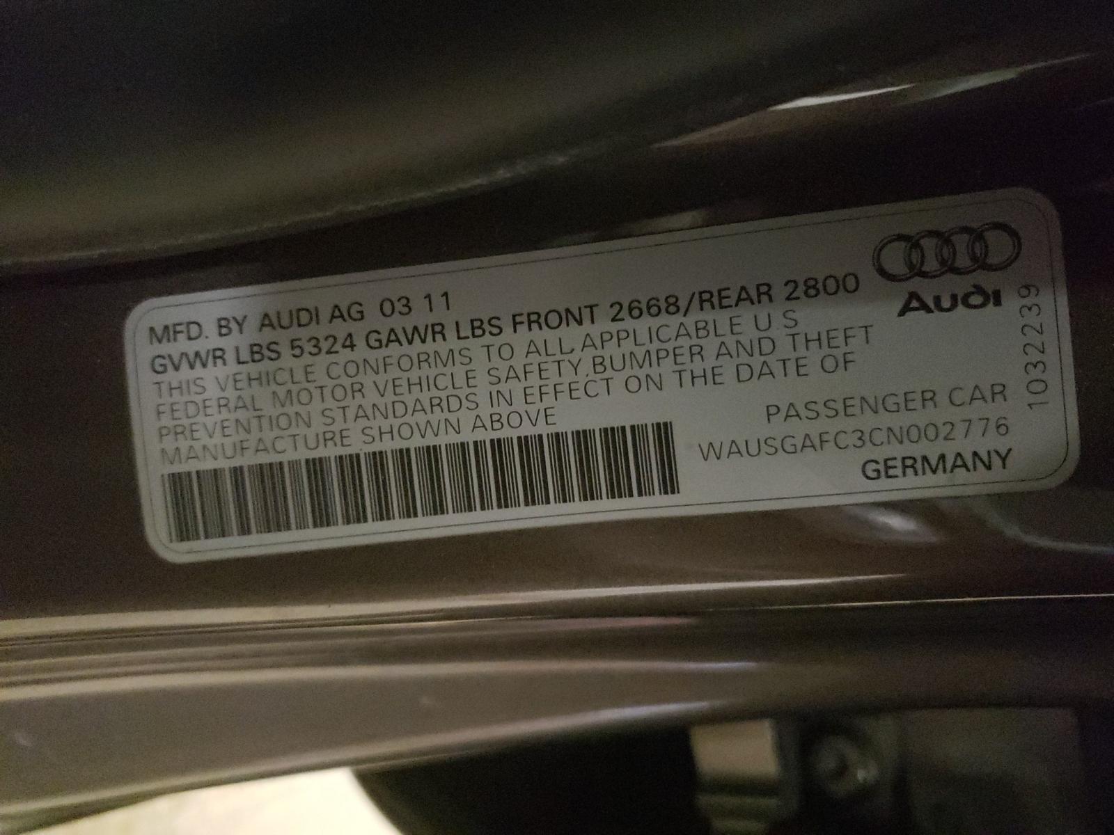 Photo 10 from auction – 2012 AUDI A7 PRESTIG with VIN WAUSGAFC3CN002776