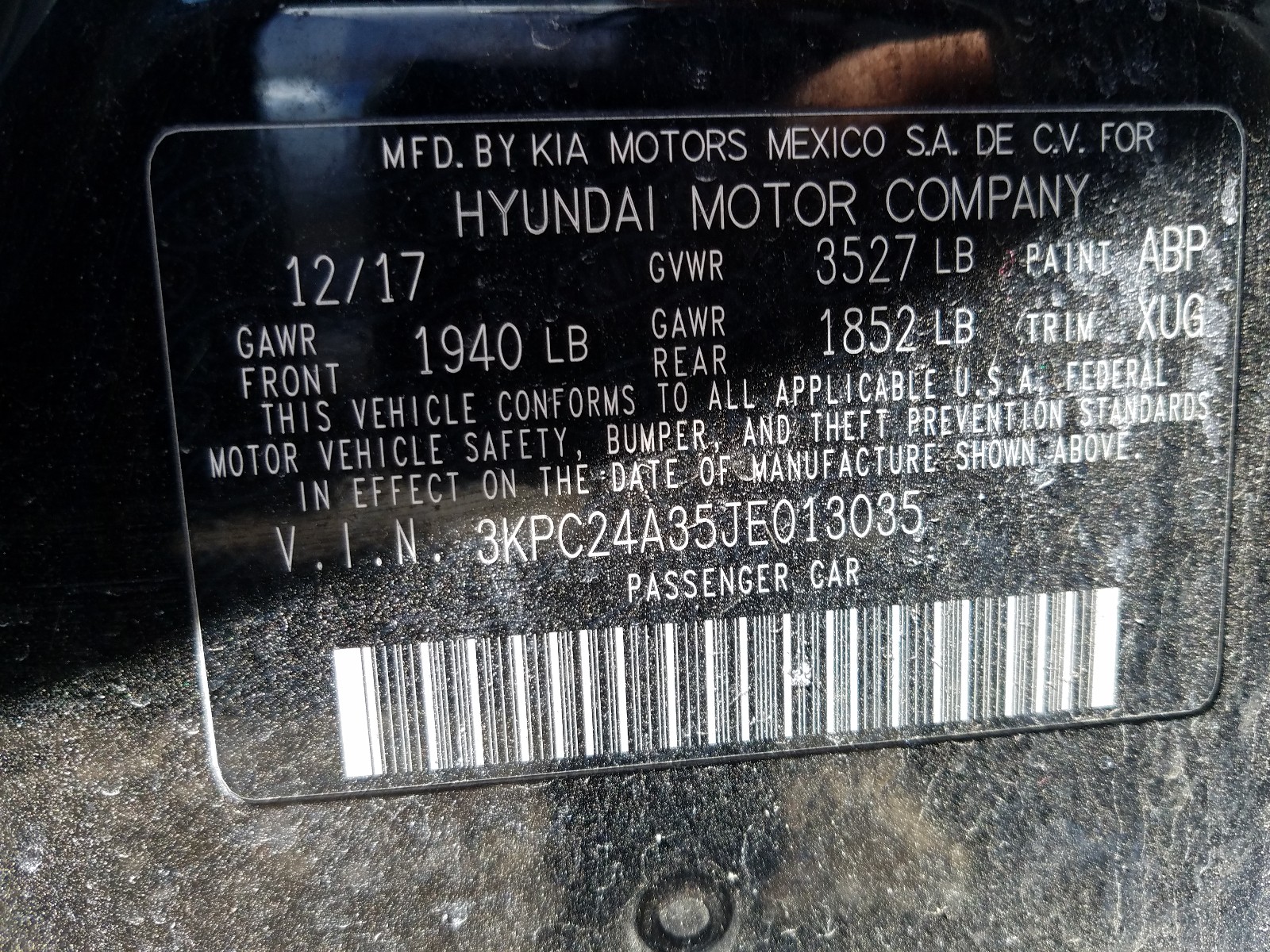 Photo 10 from auction – 2018 HYUNDAI ACCENT SE with VIN 3KPC24A35JE013035