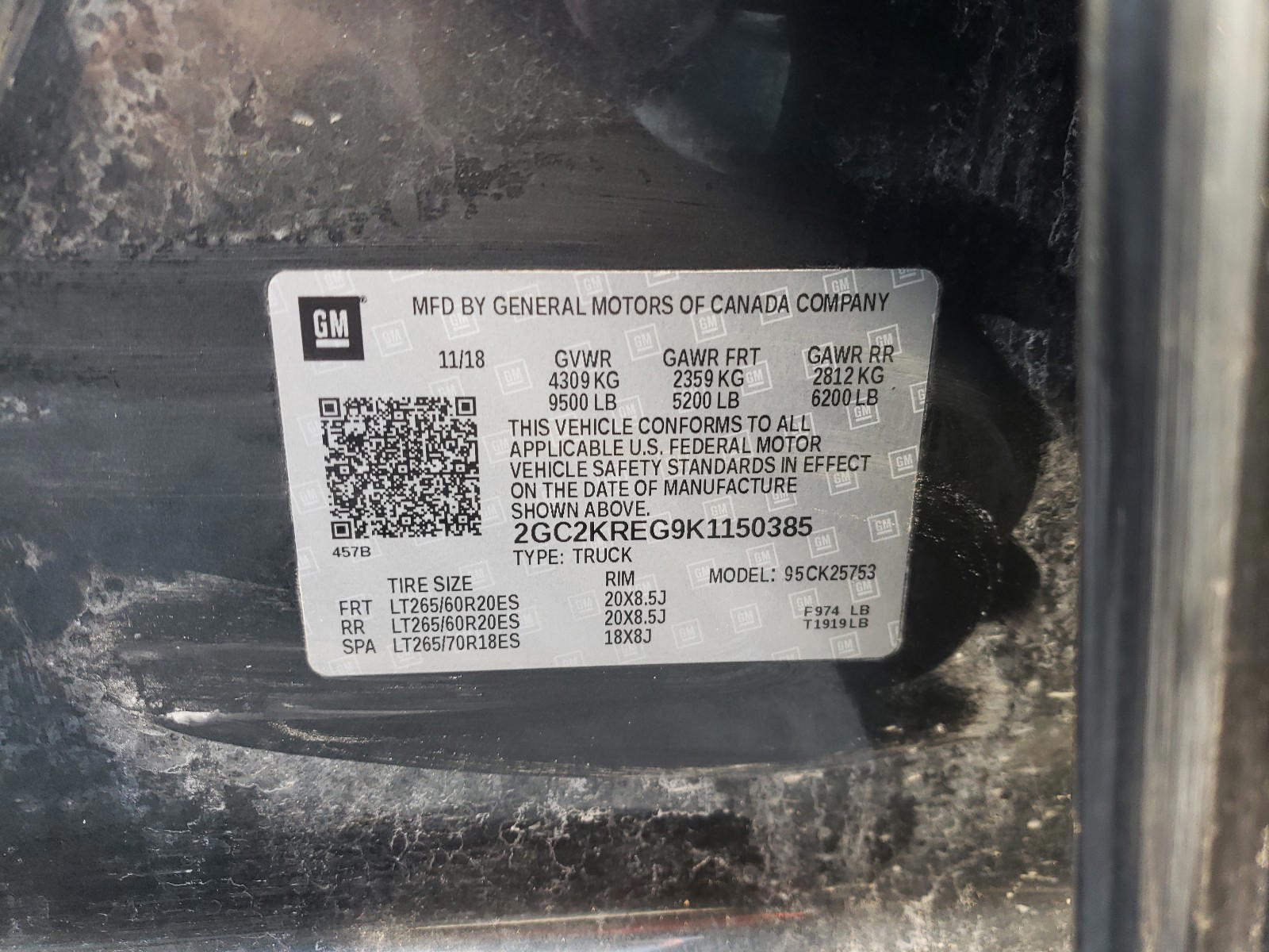 Photo 10 from auction – 2019 CHEVROLET SILVERADO with VIN 2GC2KREG9K1150385