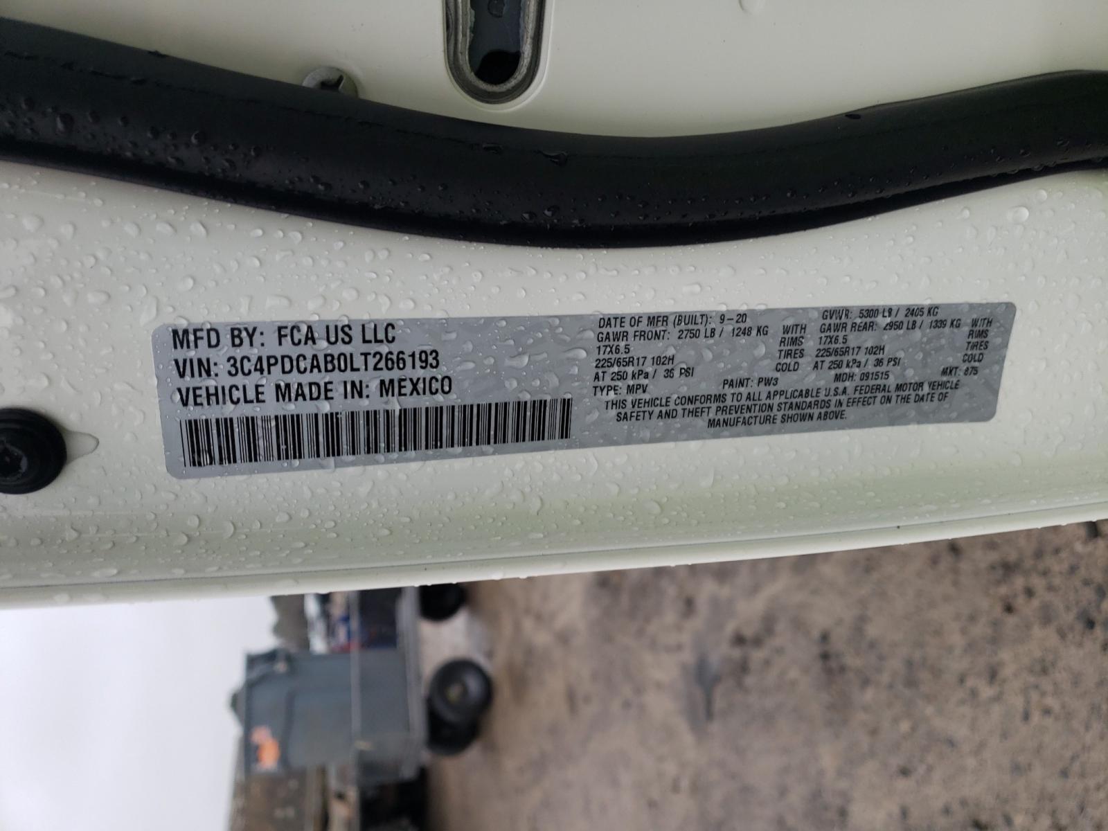 Photo 10 from auction – 2020 DODGE JOURNEY SE with VIN 3C4PDCAB0LT266193